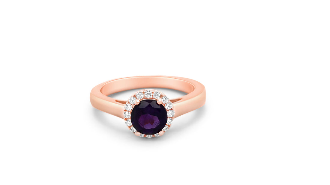0.73ct Amethyst Halo Ring: Exquisite Craftsmanship (PJC18409R)