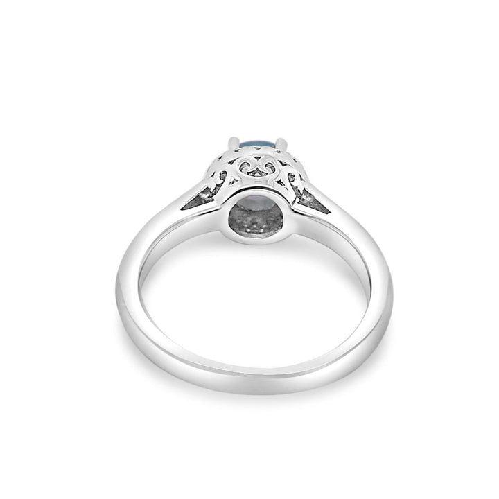 Oval Cut Natural Aquamarine Engagement Ring In Sterling Silver