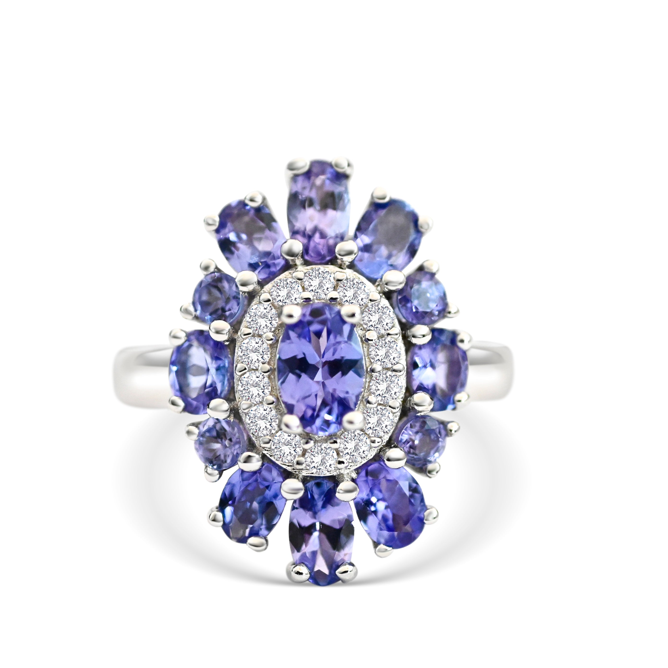 13 Oval Tanzanite Ring - 1.5ctw - 925 Sterling Silver (PJC19039R)