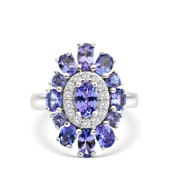 7 Oval Tanzanite Ring - 1.5ctw - 925 Sterling Silver (PJC19039R) - 7 Oval Tanzanite Ring - 1.5ctw - 925 Sterling Silver (PJC19039R)