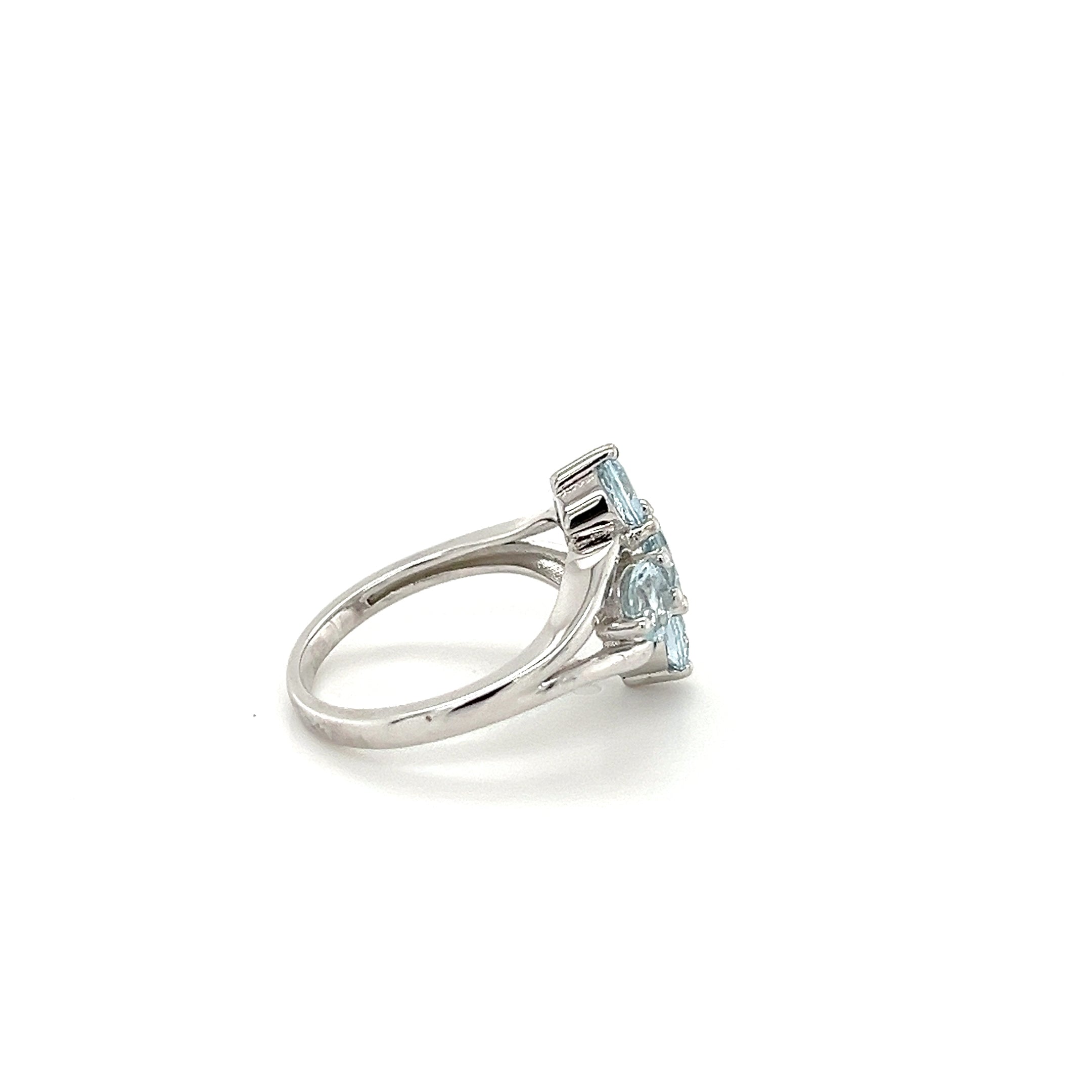 Aquamarine and White CZ Ring  1