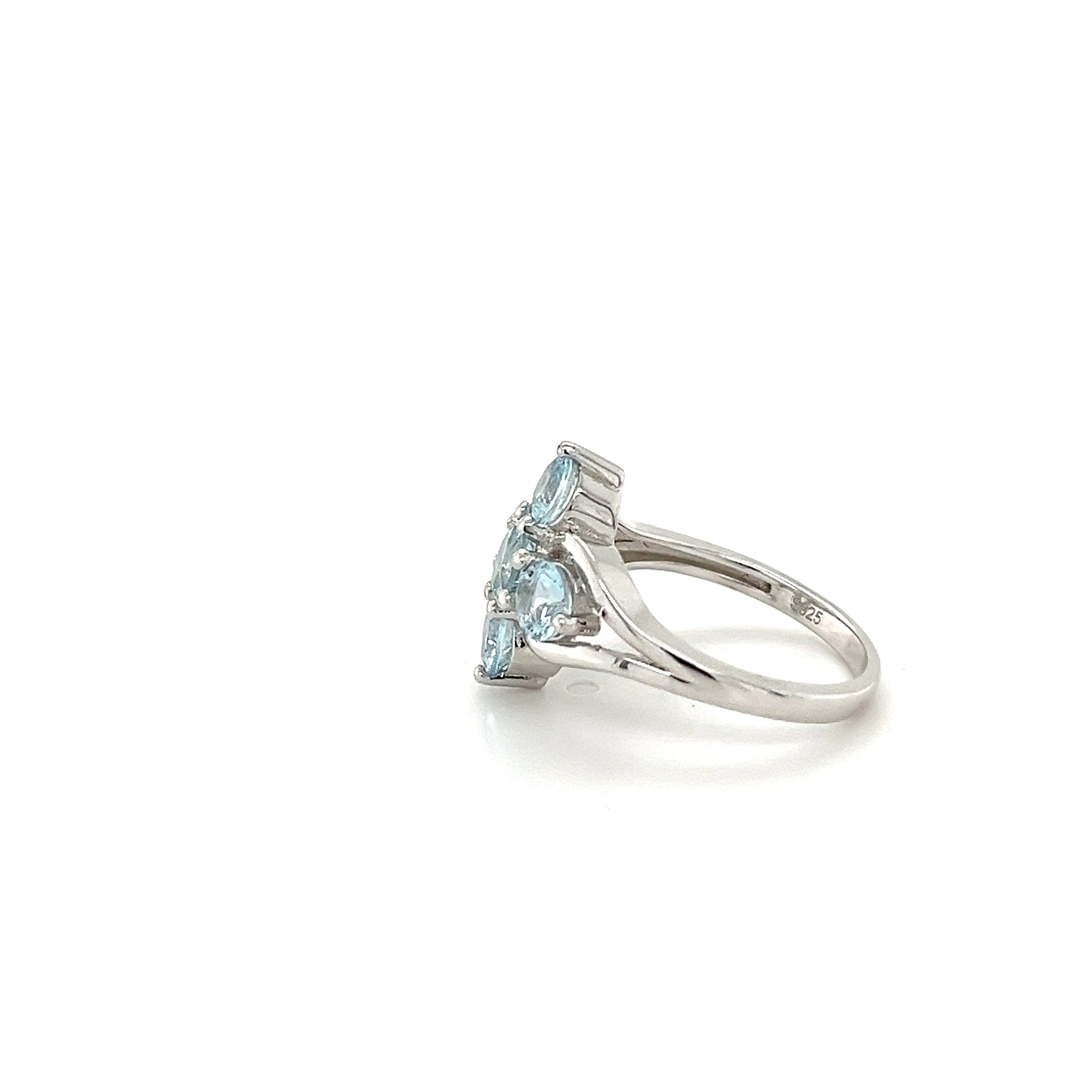 Aquamarine and White CZ Ring  2
