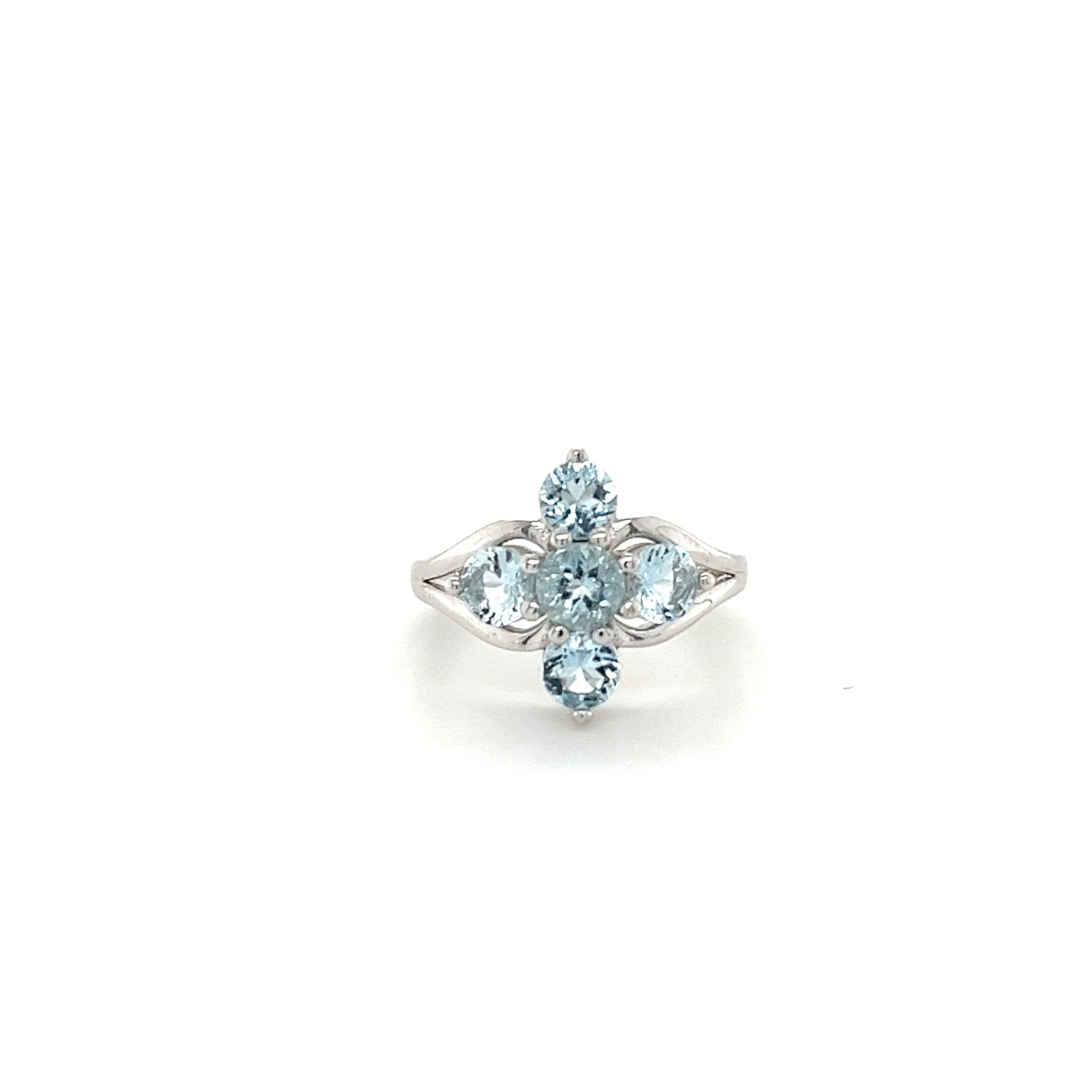 Aquamarine and White CZ Ring  3