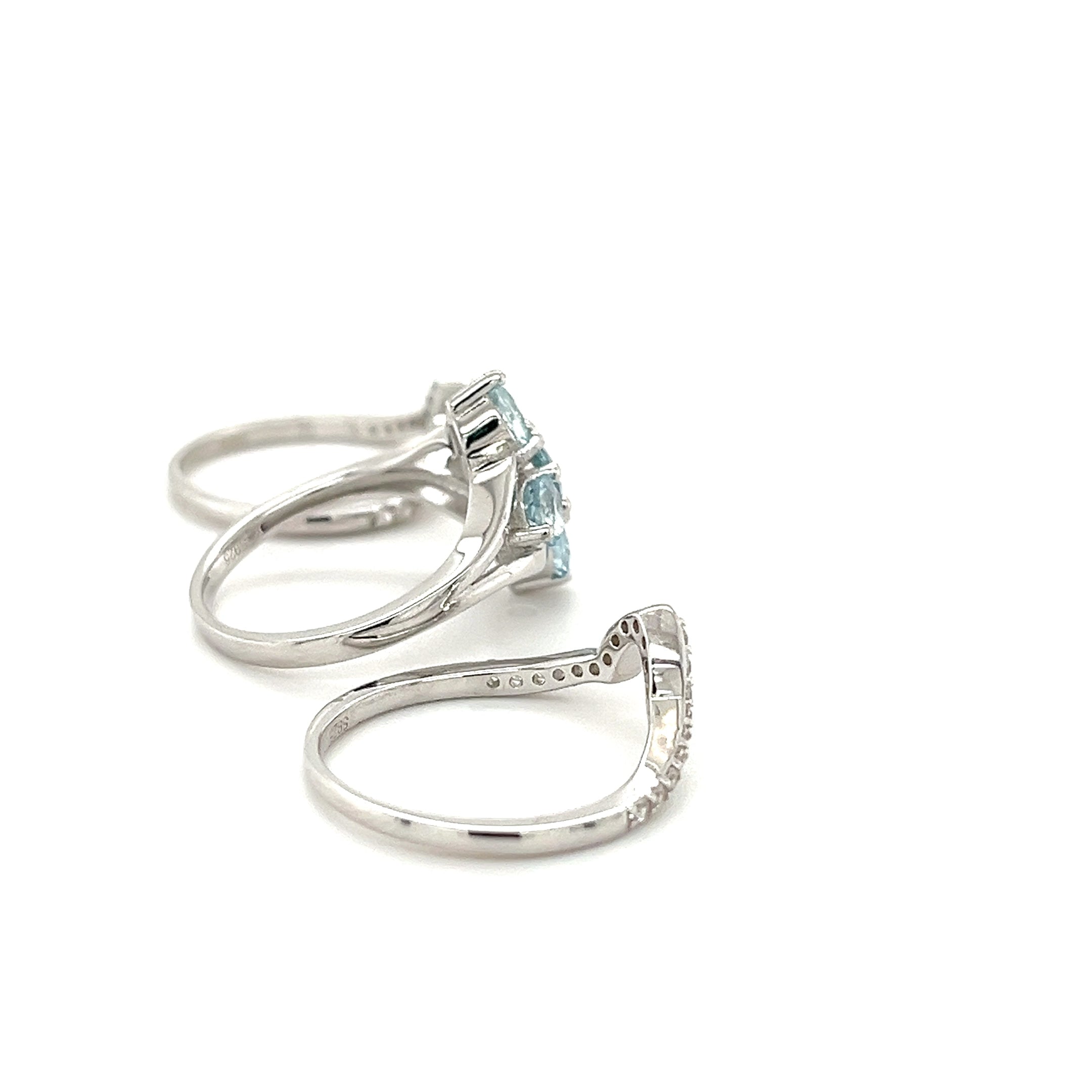 Aquamarine and White CZ Ring  4