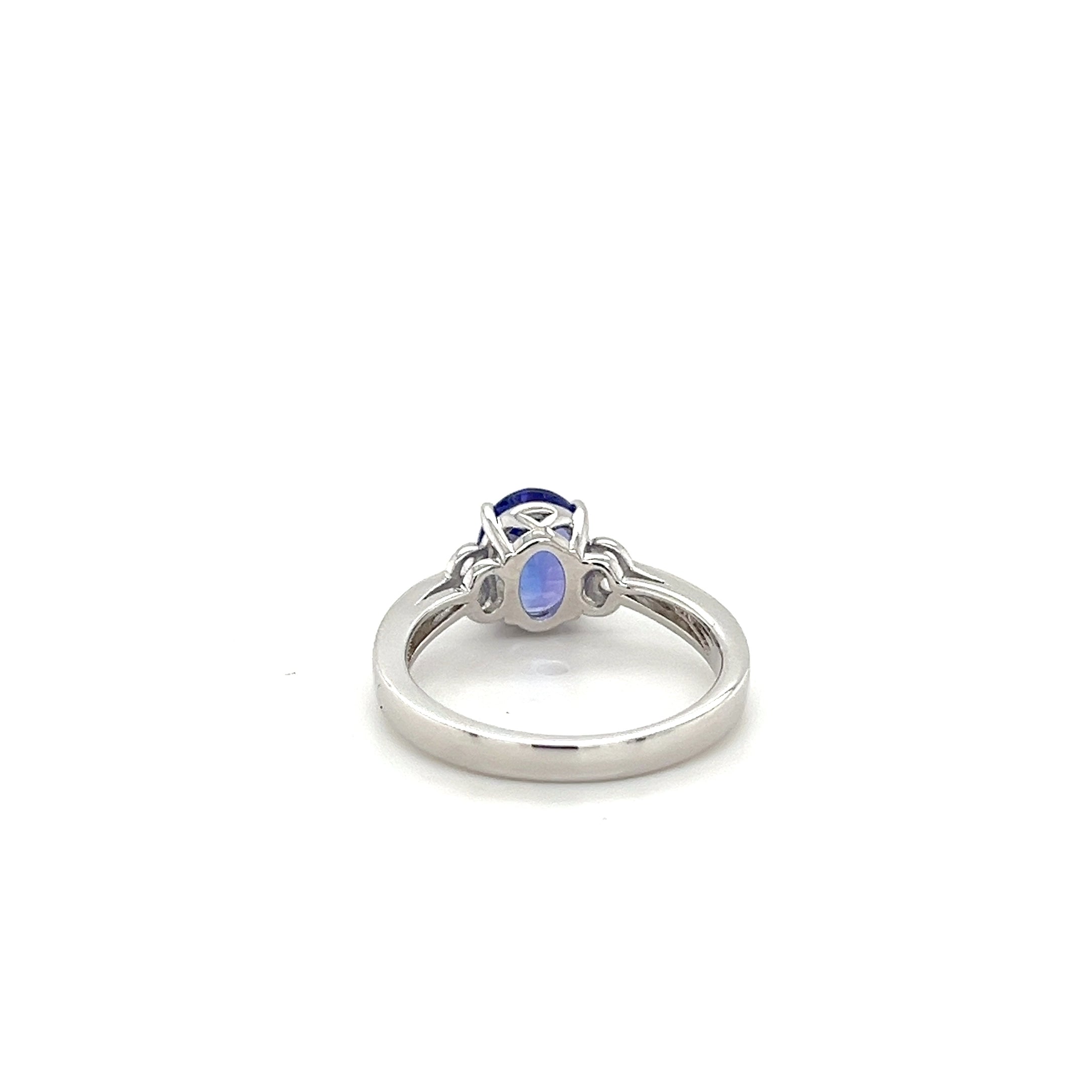 Tanzanite and White CZ Rhodium-Plated 925 Sterling Silver Ring 1