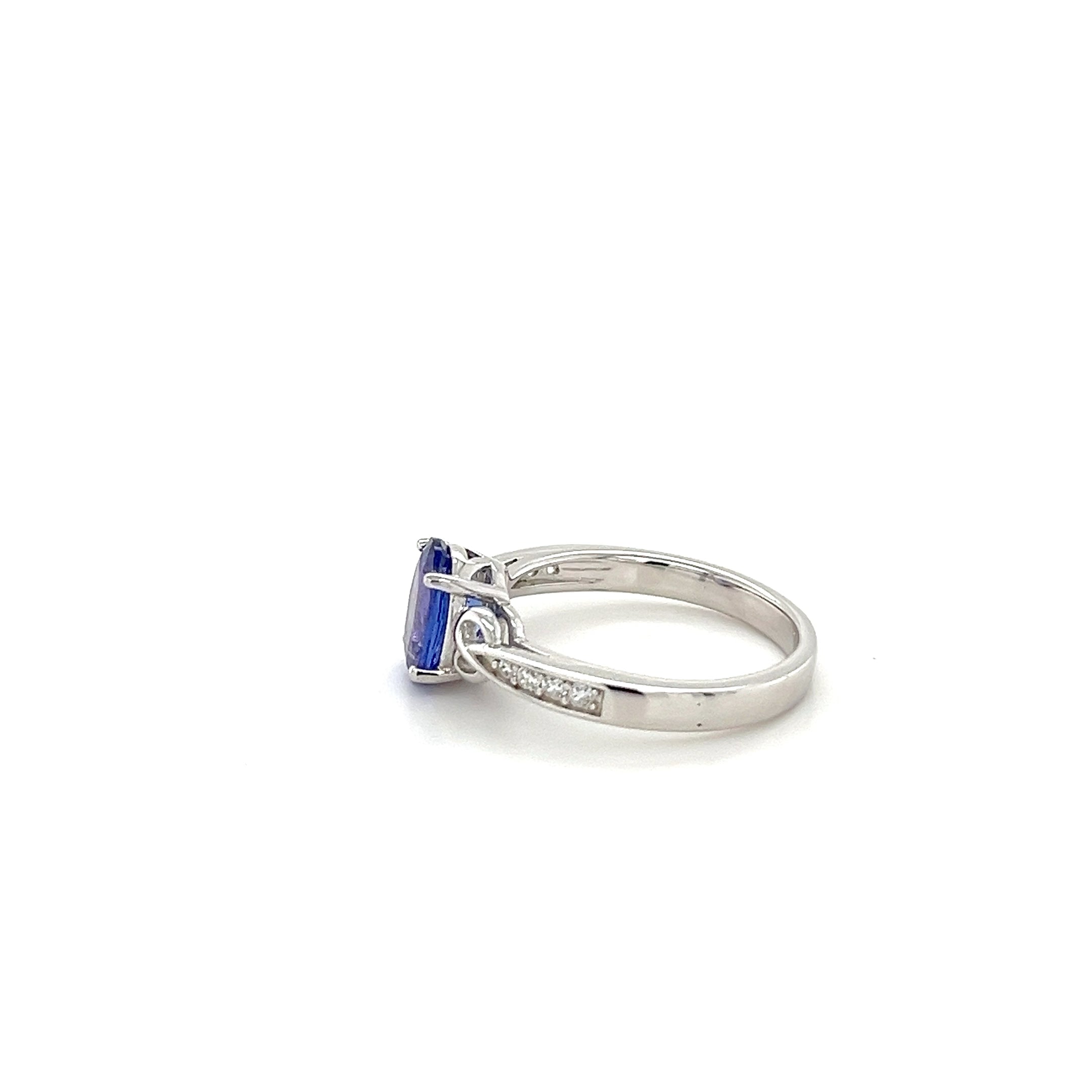 Tanzanite and White CZ Rhodium-Plated 925 Sterling Silver Ring 3
