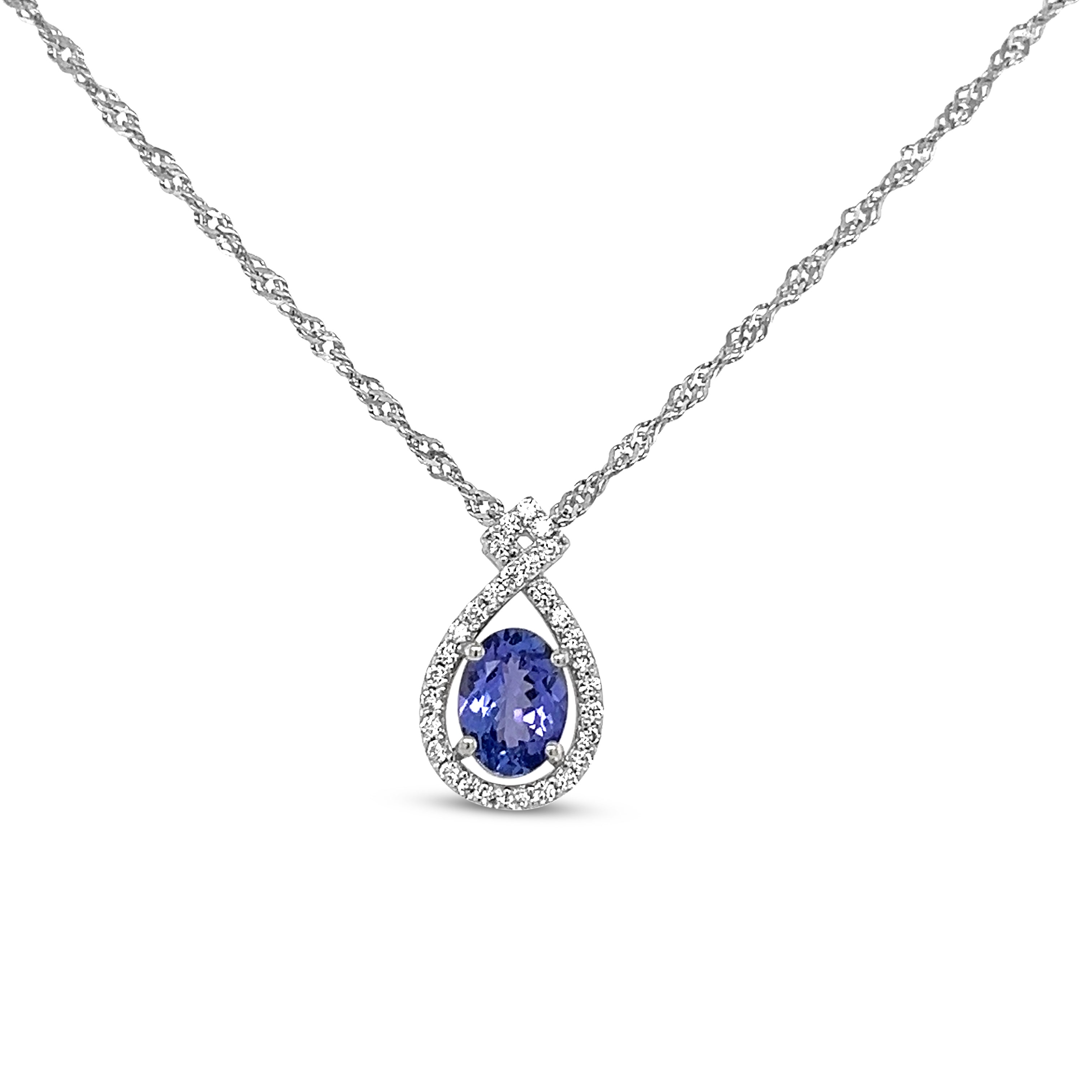 1.86 Carat Oval Tanzanite Halo Pendant - A Timeless Piece of Elegance (PJC20963P)