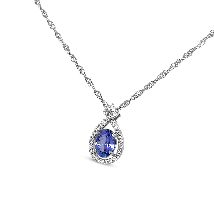 1.86 Carat Oval Tanzanite Halo Pendant - A Timeless Piece of Elegance (PJC20963P) - 1.86 Carat Oval Tanzanite Halo Pendant - A Timeless Piece of Elegance (PJC20963P)