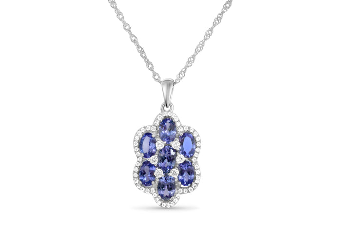 Radiant Tanzanite Cluster Pendant (7 Stones, 0.48ct Avg. Wt.) (PJC2719P) - Radiant Tanzanite Cluster Pendant (7 Stones, 0.48ct Avg. Wt.) (PJC2719P)