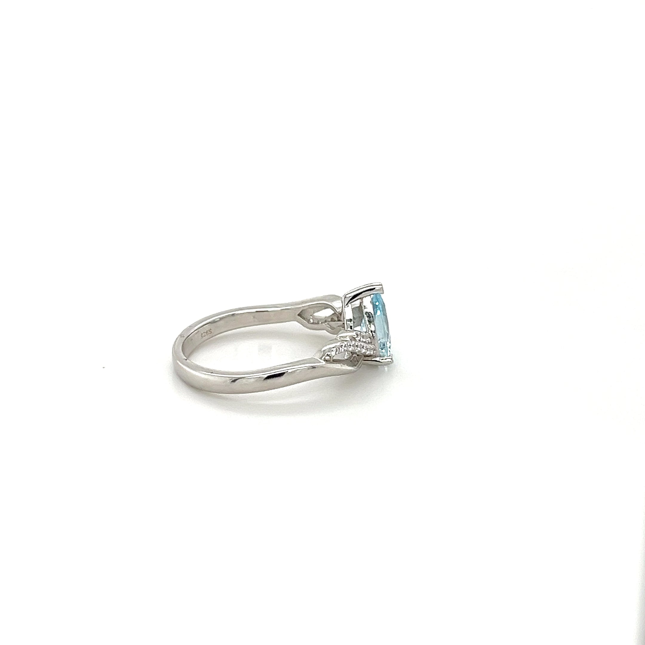 Pear-Shaped Aquamarine and White CZ Accents 2