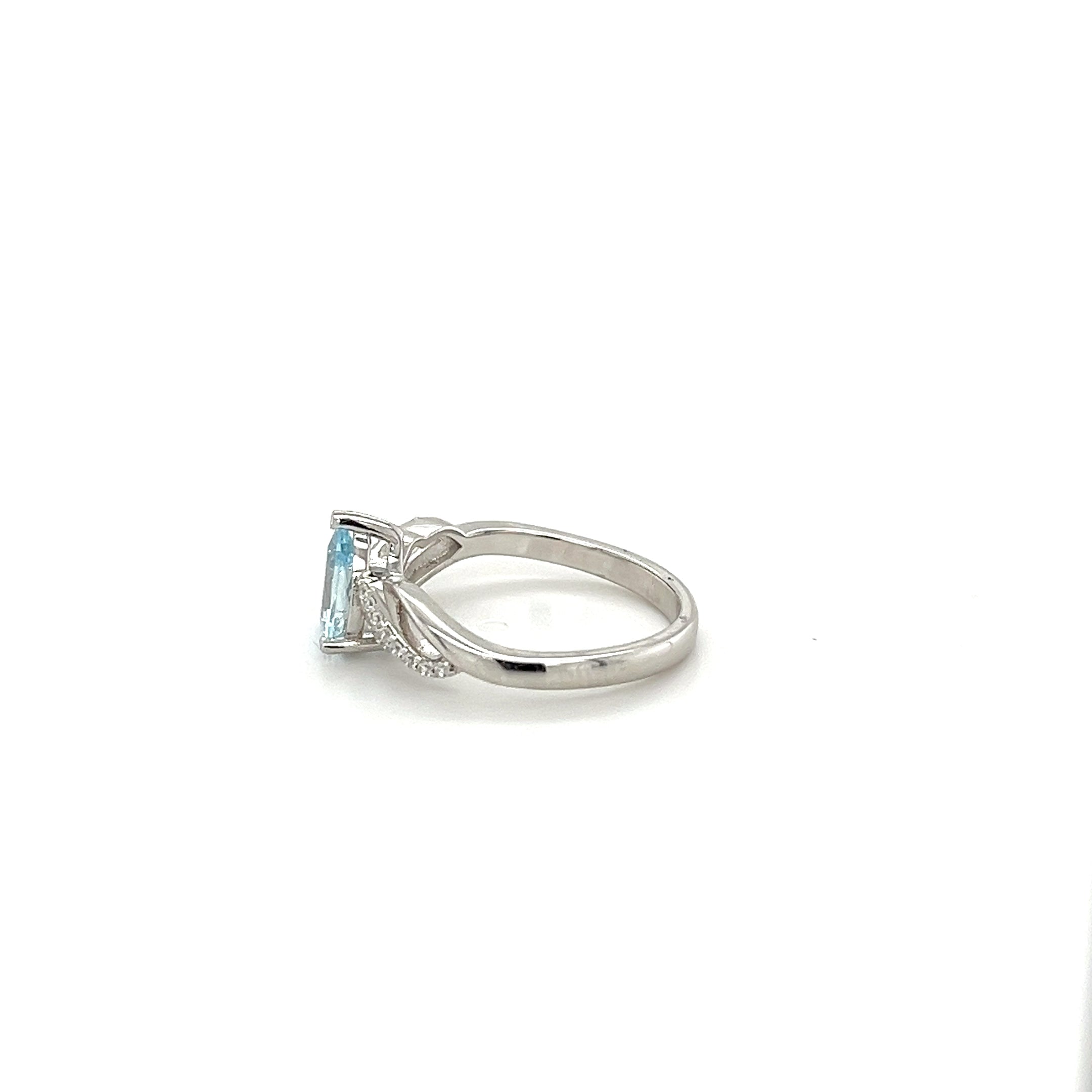 Pear-Shaped Aquamarine and White CZ Accents 3