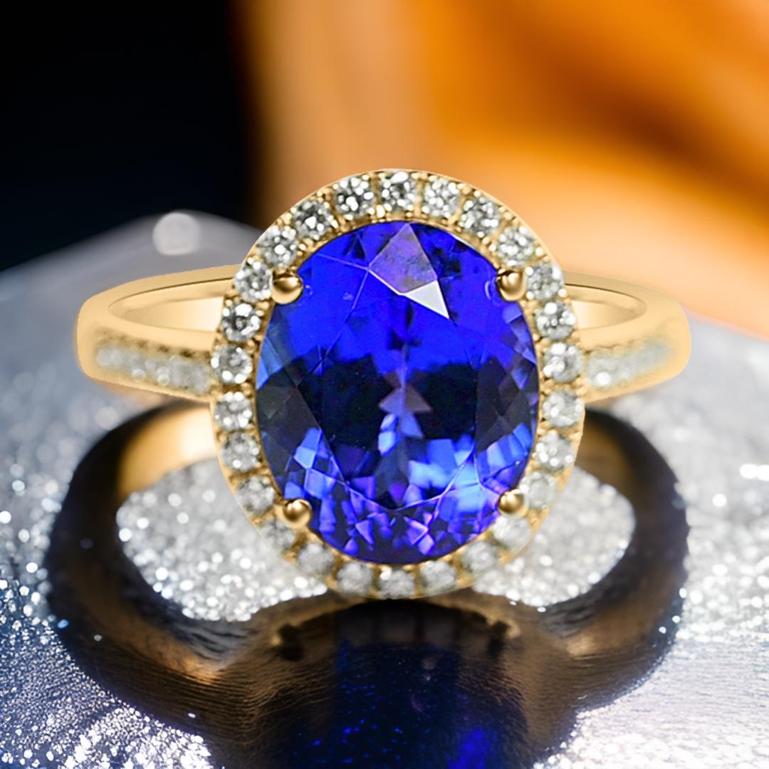 14K Yellow Gold Earrings with 4.16 Carat Oval Tanzanite Stones (PJC31585R)