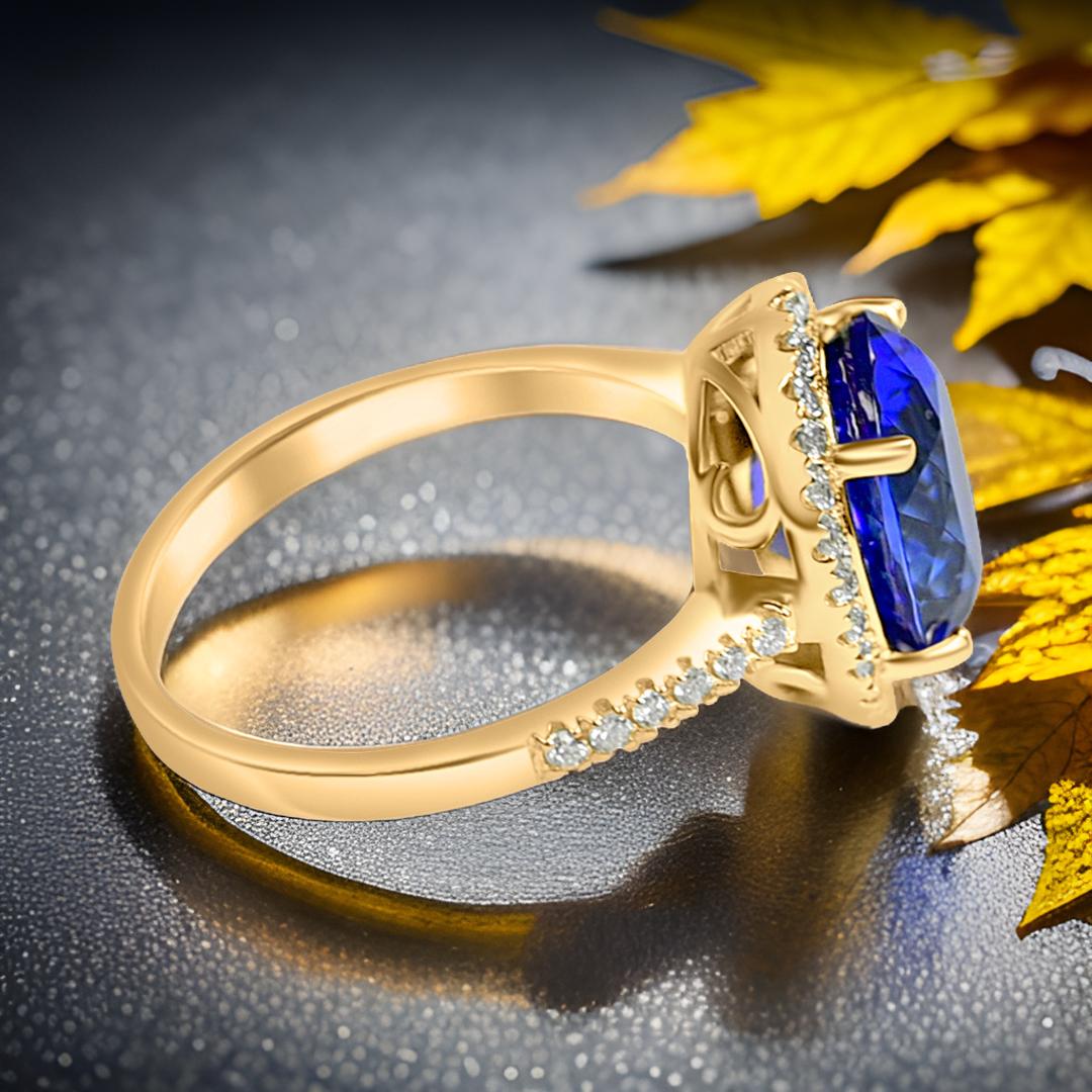 14K Yellow Gold Earrings with 4.16 Carat Oval Tanzanite Stones (PJC31585R)