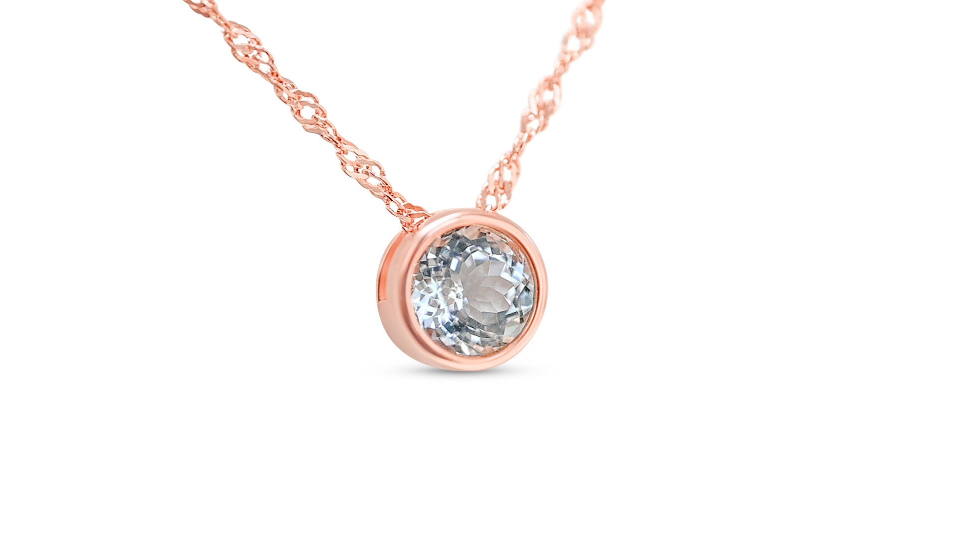 Solitaire Aquamarine Pendant (1.275 Cts) with 18K Rose Gold Platin (PJC31598P)