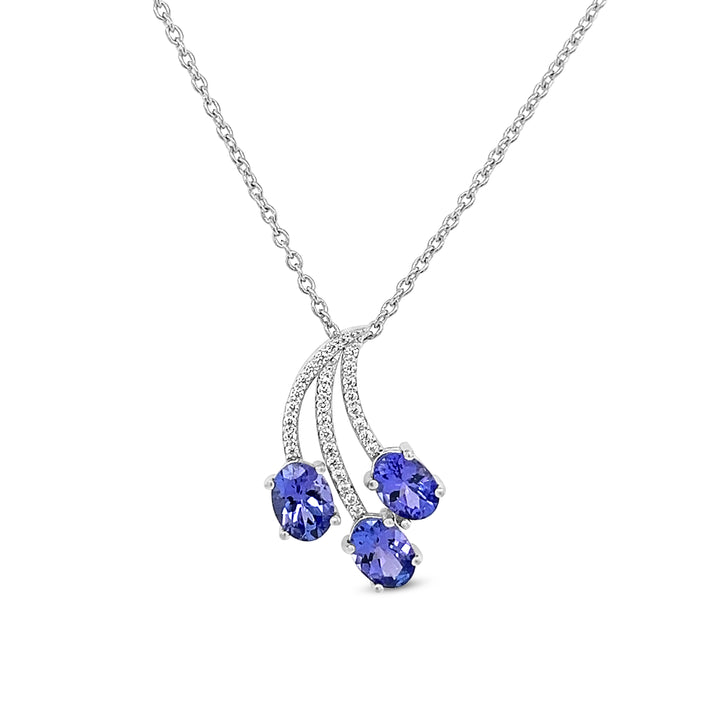 3-Stone Tanzanite Pendant in 925 Sterling Silver - 7x5 mm Oval Gems (PJC31627P) - 3-Stone Tanzanite Pendant in 925 Sterling Silver - 7x5 mm Oval Gems (PJC31627P)