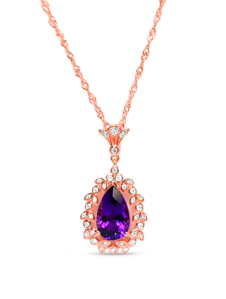 Luxurious Amethyst Pendant: 3.47 Carats, 18K Rose Gold (PJC31633P) - Luxurious Amethyst Pendant: 3.47 Carats, 18K Rose Gold (PJC31633P)