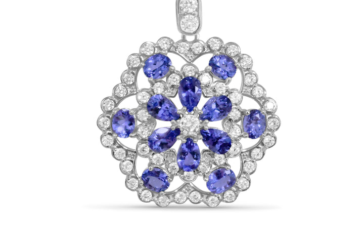 Cluster Tanzanite Pendant with 6 Pear-Shaped Stones in 925 Sterling Silver (PJC31655P) - Cluster Tanzanite Pendant with 6 Pear-Shaped Stones in 925 Sterling Silver (PJC31655P)