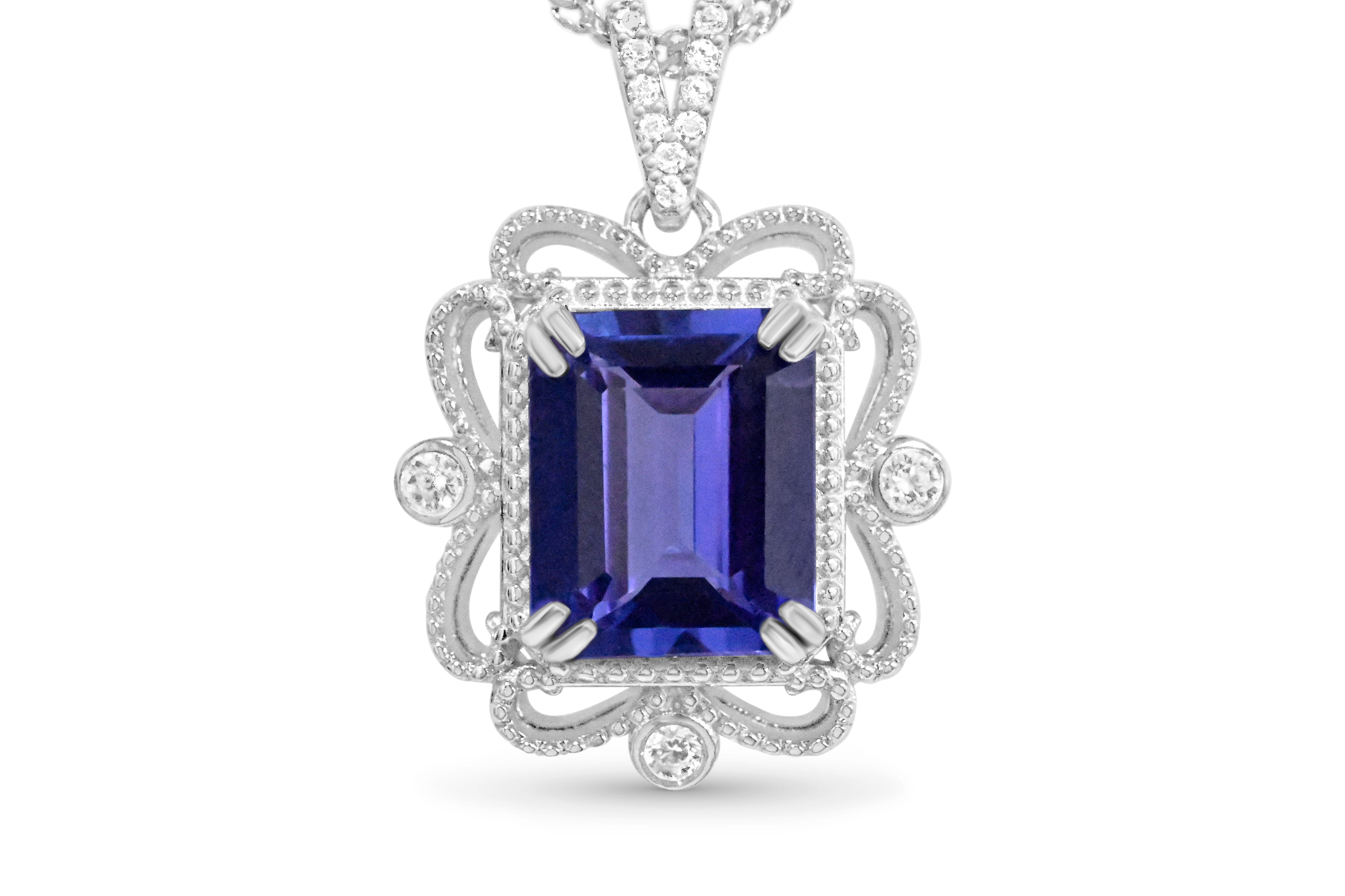 Octagonal Tanzanite Pendant with Halo Design | 11x9 mm Gemstone (1 Stone) (PJC31656P)
