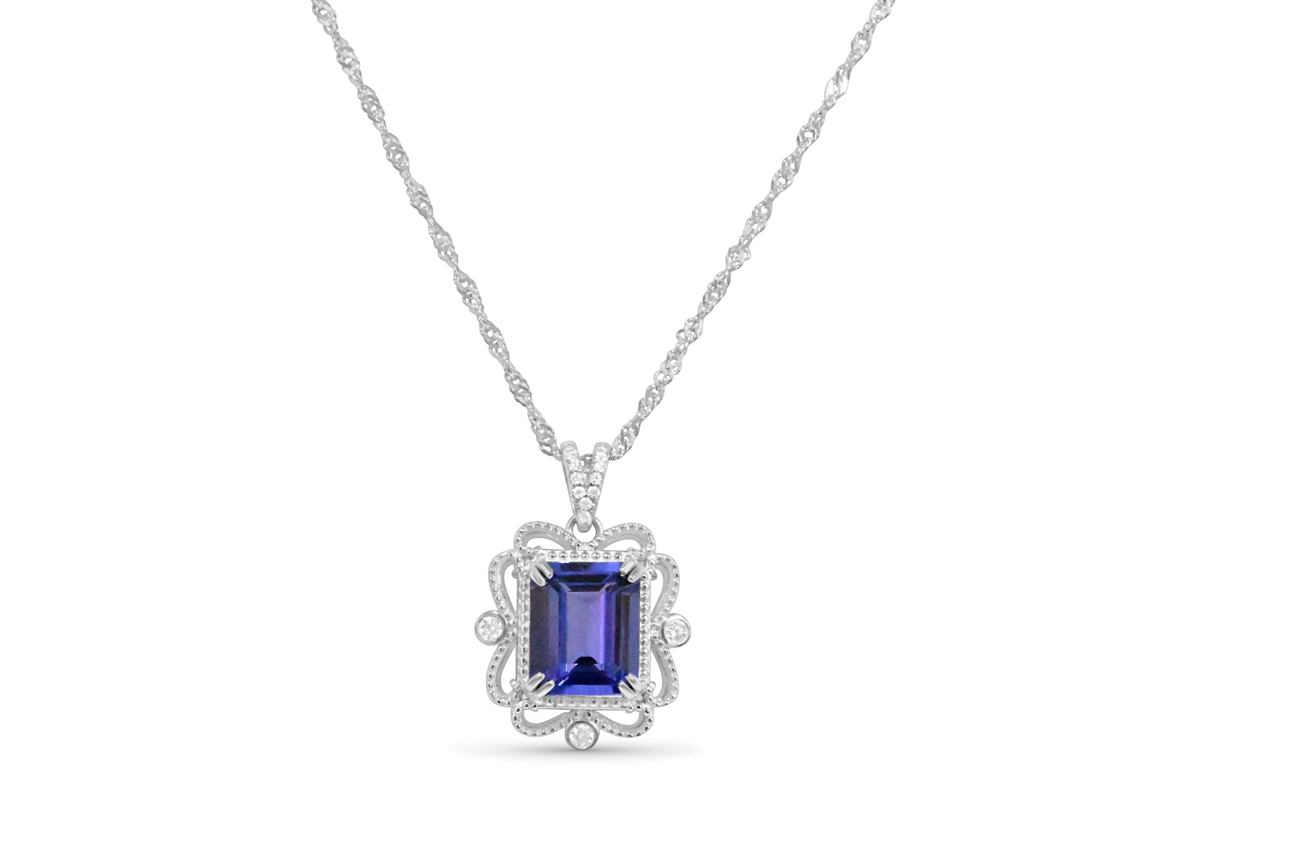 Octagonal Tanzanite Pendant with Halo Design | 11x9 mm Gemstone (1 Stone) (PJC31656P)
