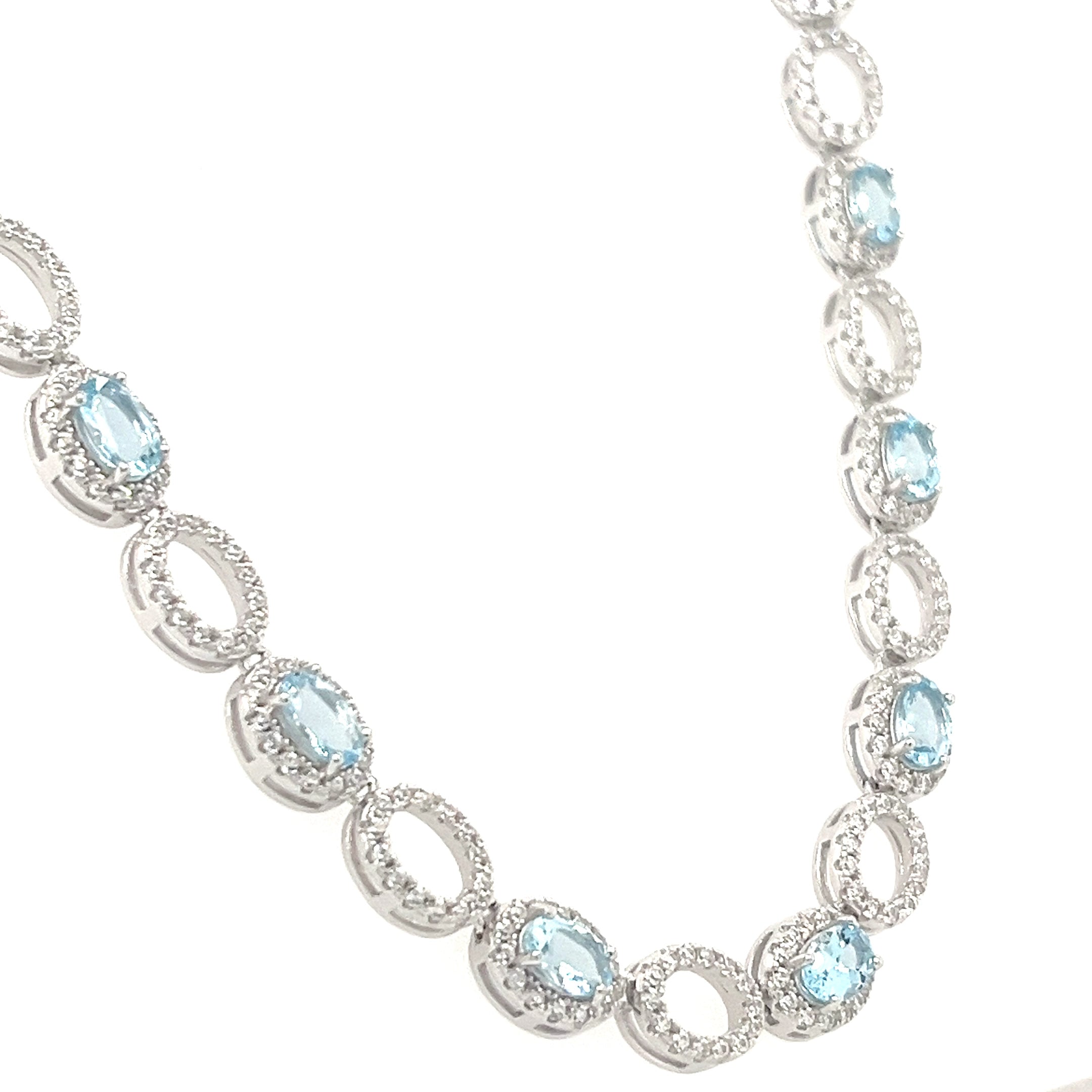 28 Aquamarine Necklace - 925 Sterling Silver, Rhodium Plated (PJC32775N)