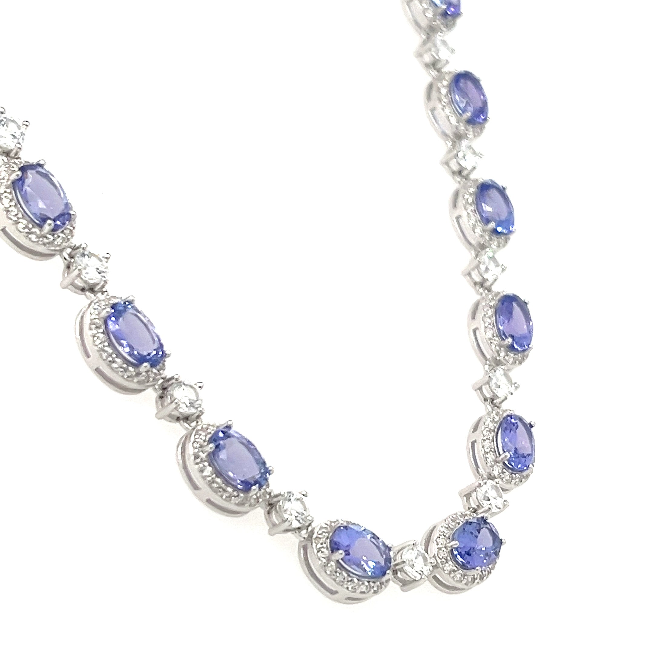 49.09 Carats of Beauty: A Rhodium-Plated Tanzanite Necklace (PJC32776N)