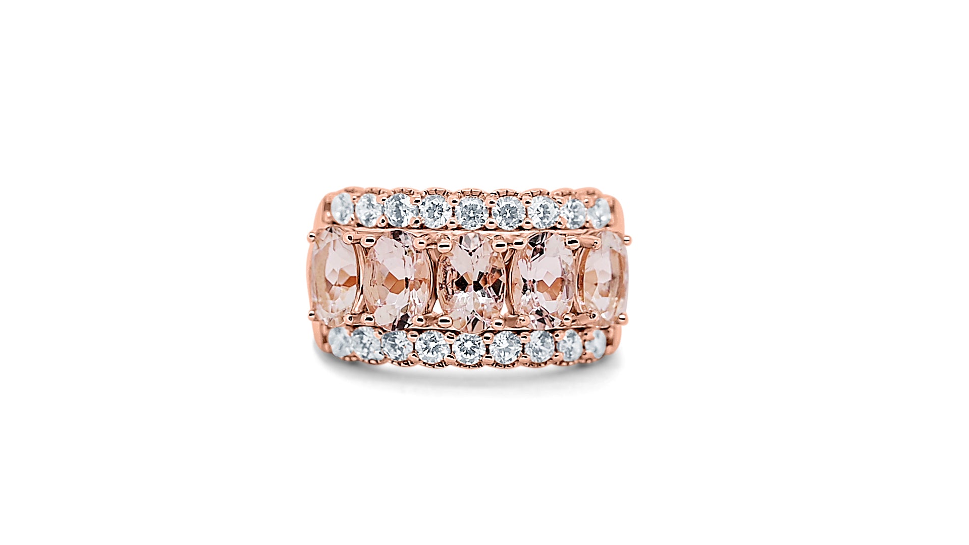 Elegant 5-Stone Morganite Ring, 2.08 Carats Total Weight (PJC3341R)