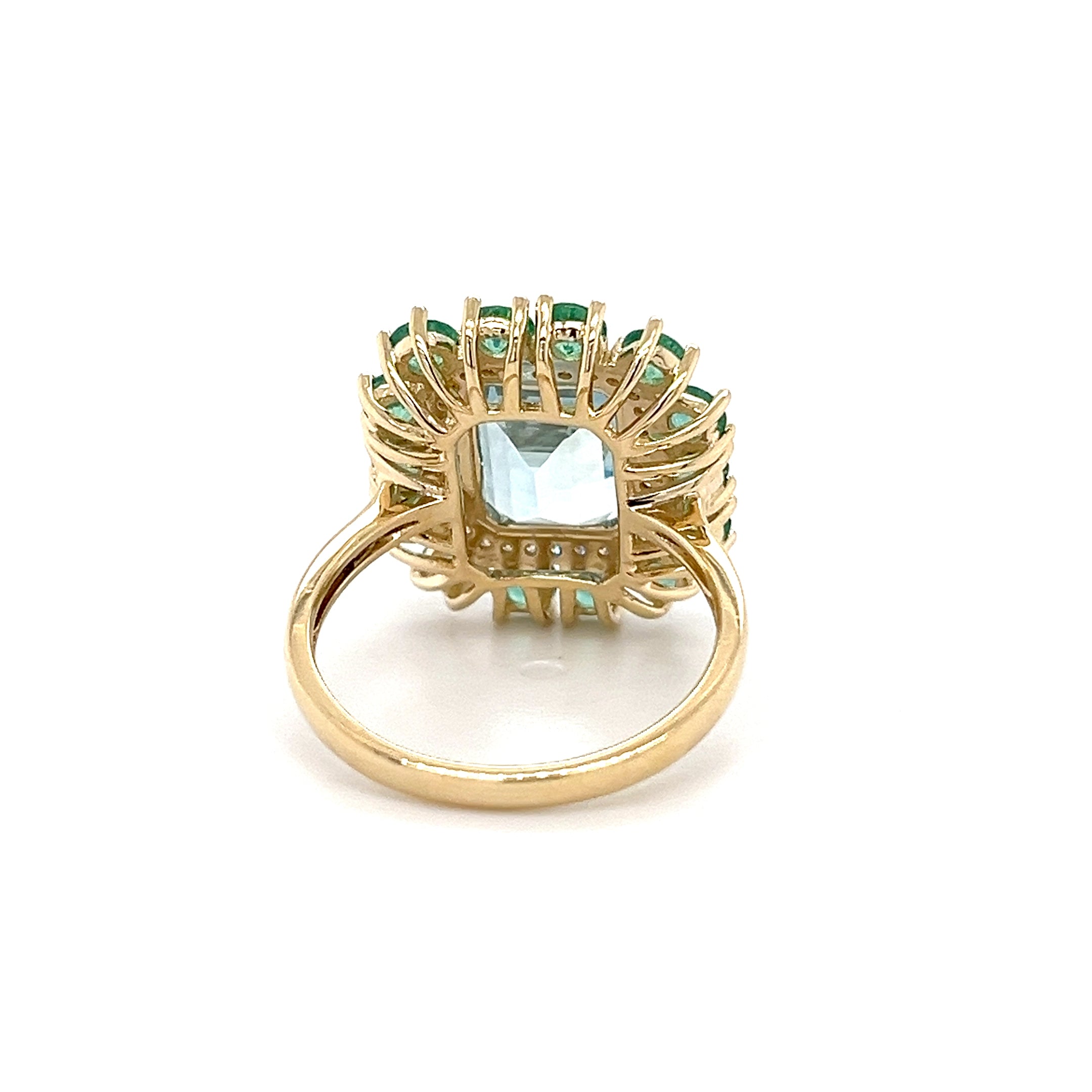 14K Yellow Gold Ring with 3.1 Carat Octagon-Cut Aqua Gemstone (PJC34166R)