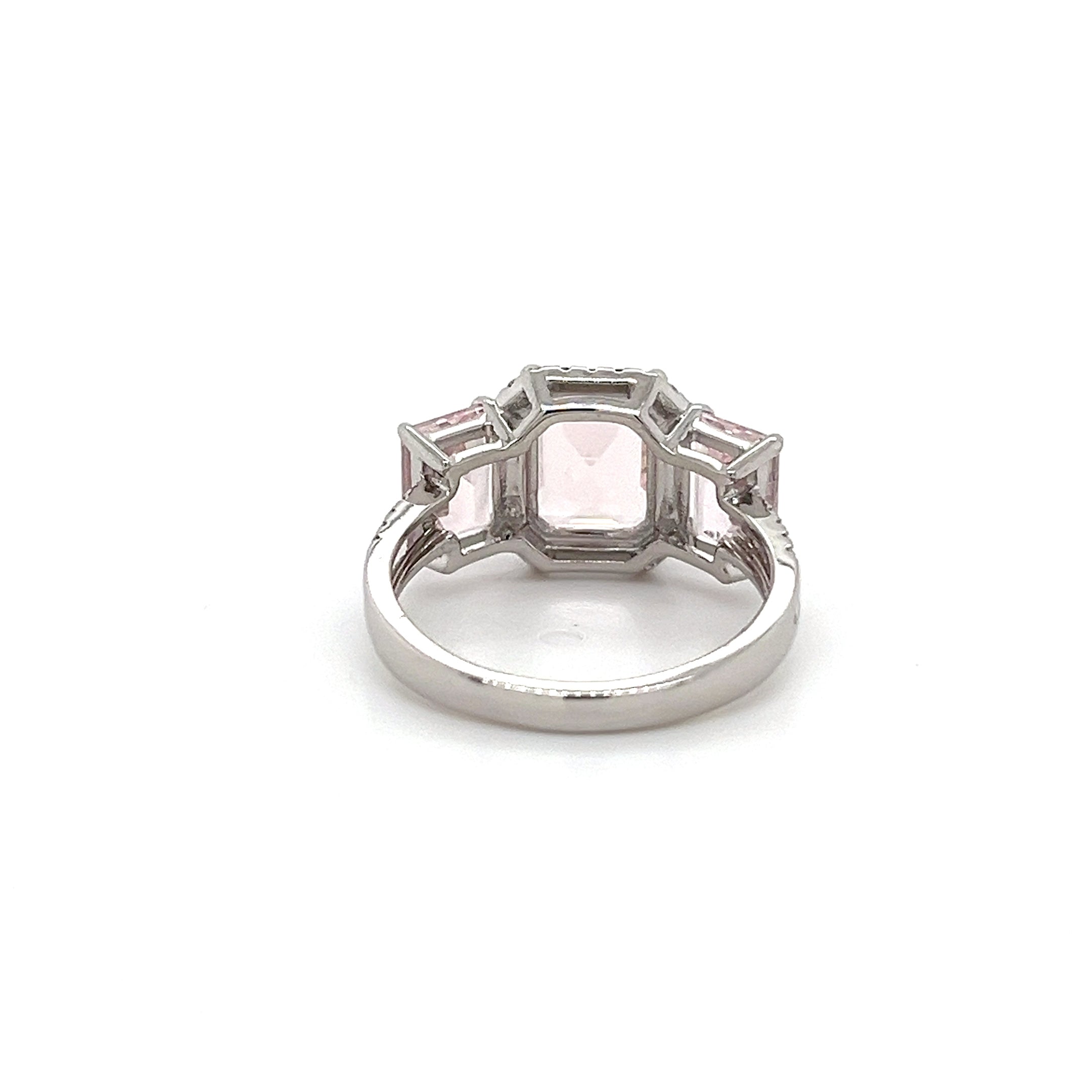 14K White Gold Ring with 1.89 Carat Octagon-Cut Pink Morganite Gemstone (PJC34178R)