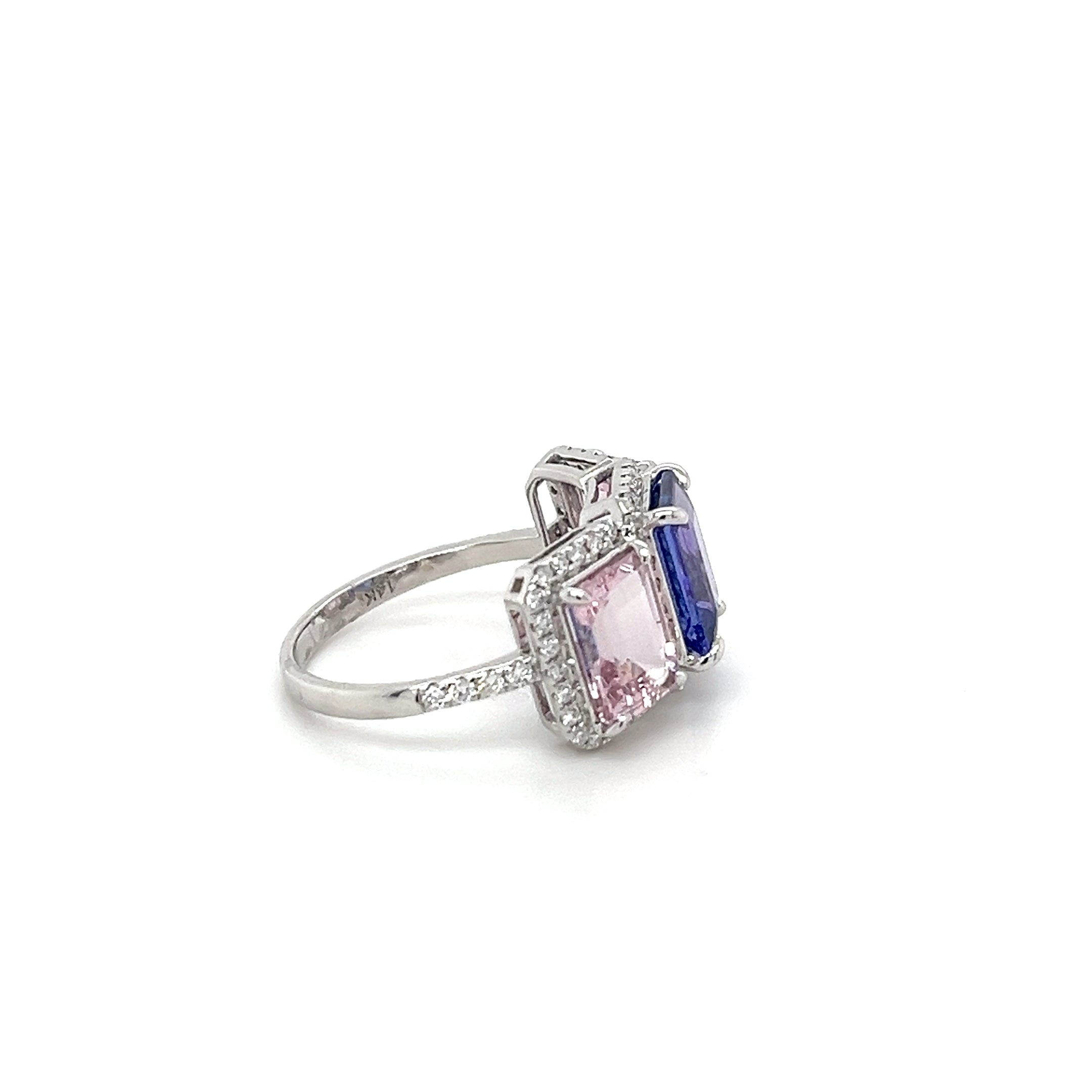14K White Gold Ring with 2.4 Carat Octagon-Cut Pink Morganite Gemstone (PJC34179R)
