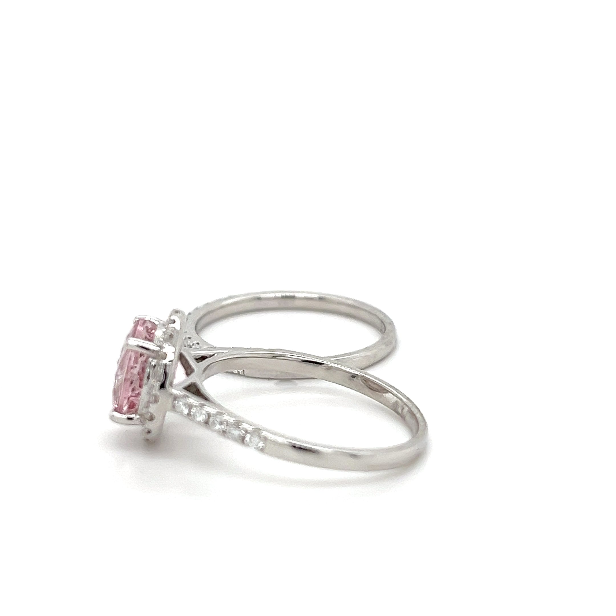 14K White Gold Ring with 1.94 Carat Round-Cut Pink Morganite (PJC34189R)