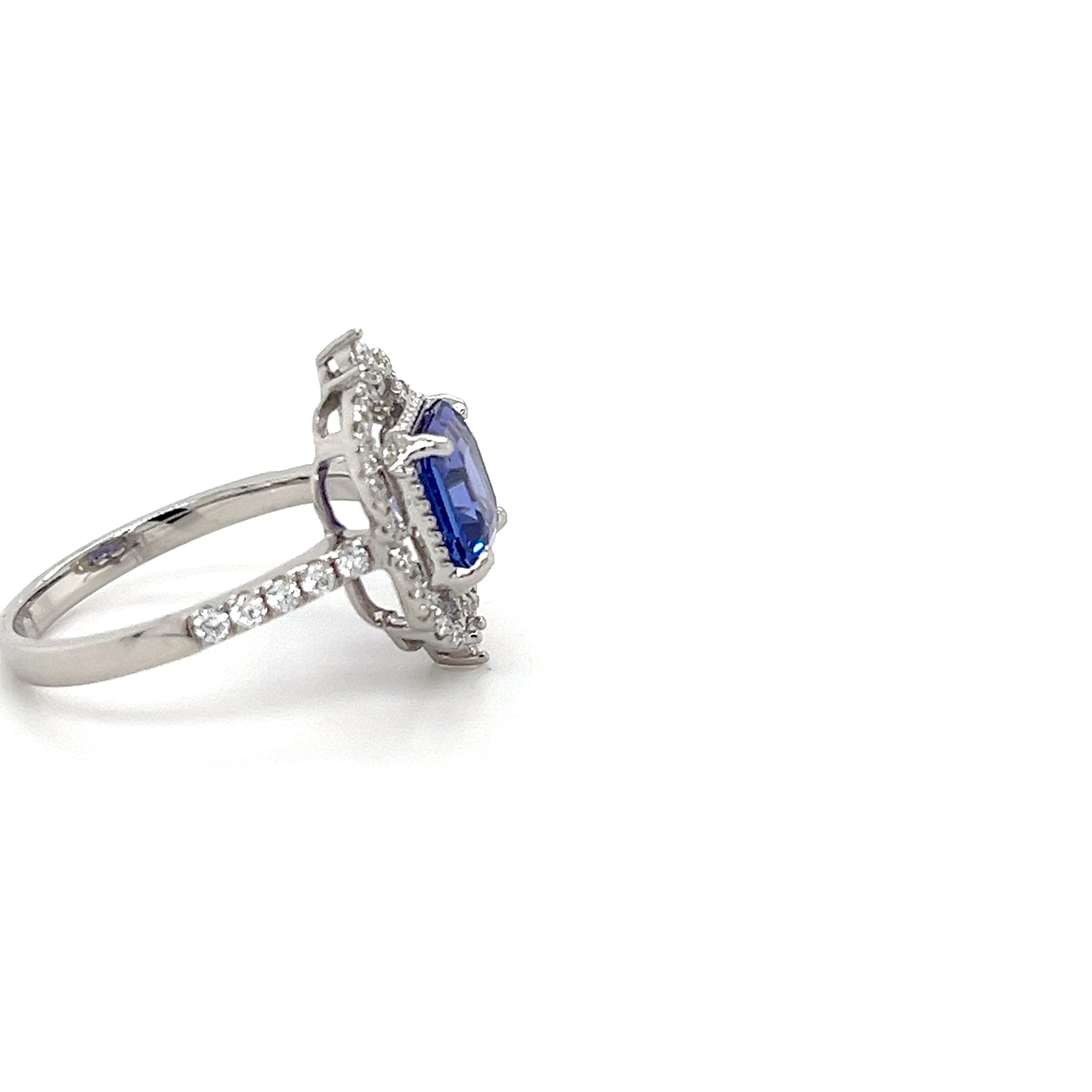 14K White Gold Tanzanite Ring with 1.66 Carat Octagon-Cut Gemstone (PJC34194R)