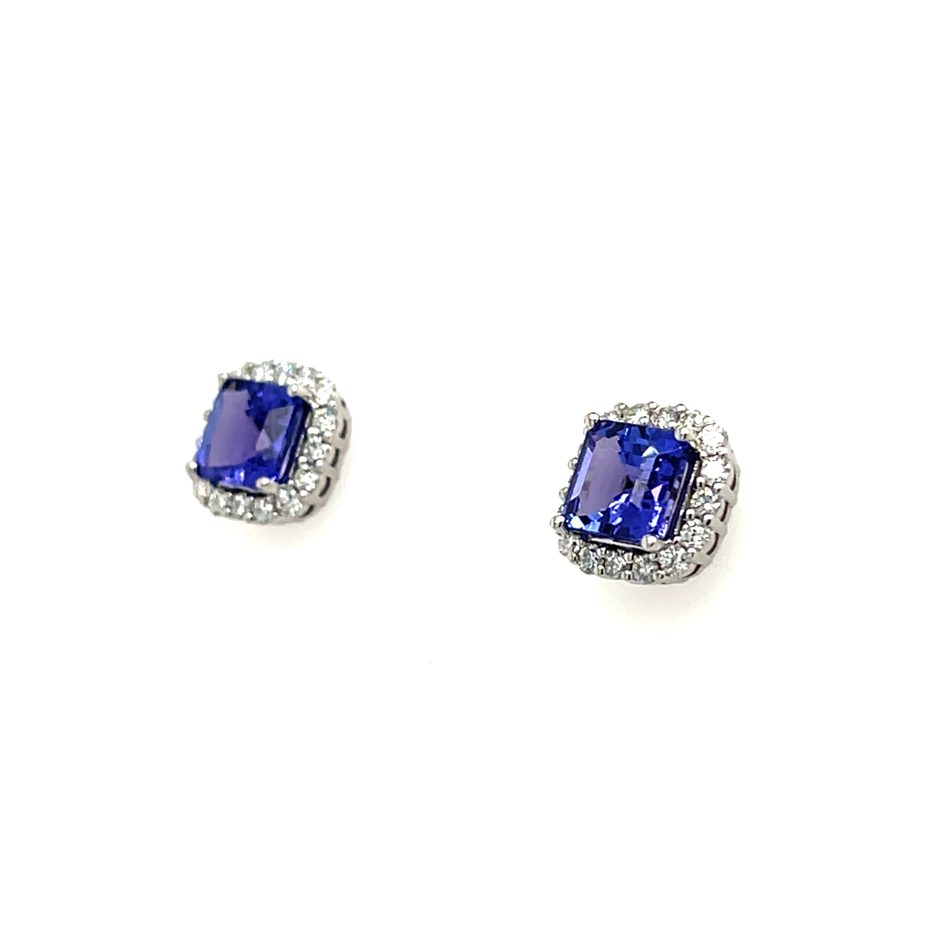 14K White Gold Rhodium-Plated Octagon-Cut Tanzanite Earrings – 2.31 Carats of Sophisticated Beauty (PJC34195E)