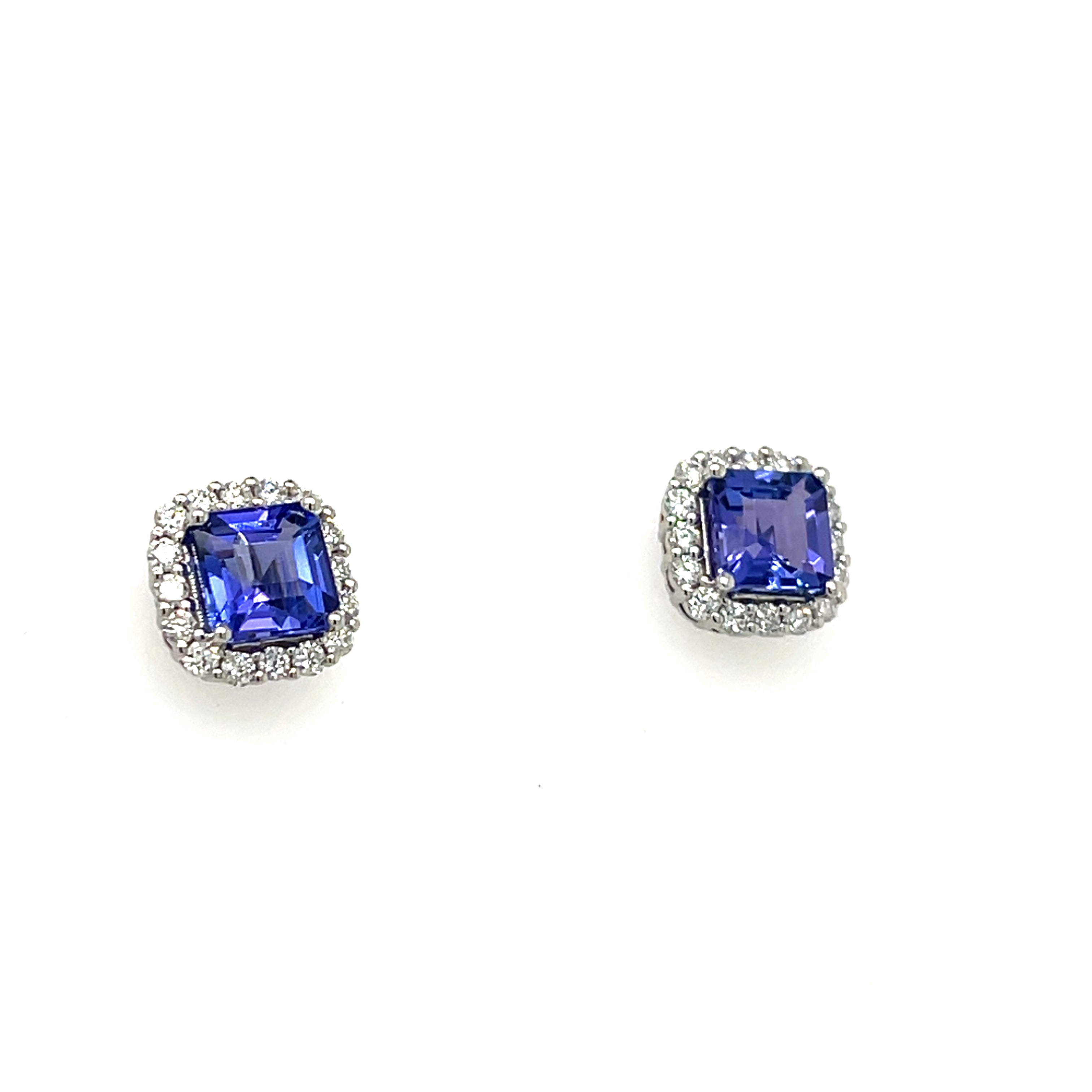 14K White Gold Rhodium-Plated Octagon-Cut Tanzanite Earrings – 2.31 Carats of Sophisticated Beauty (PJC34195E)