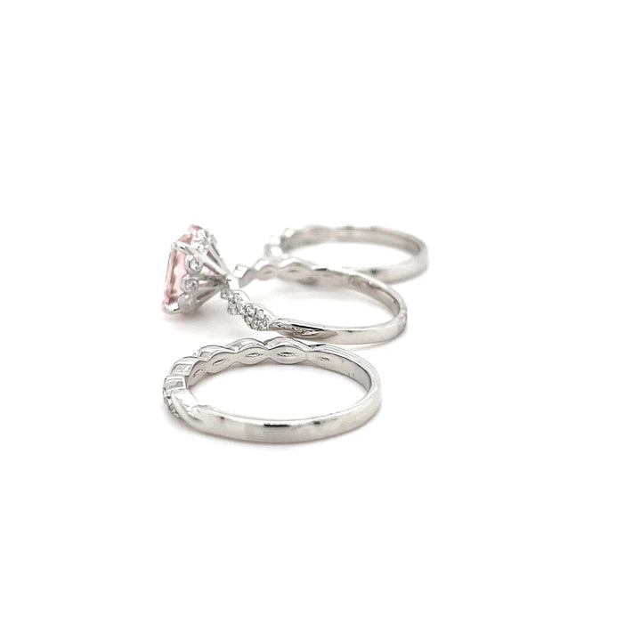 14K White Gold Ring with 2.1 Carat Octagon Pink Morganite Gemstone (PJC34198R)