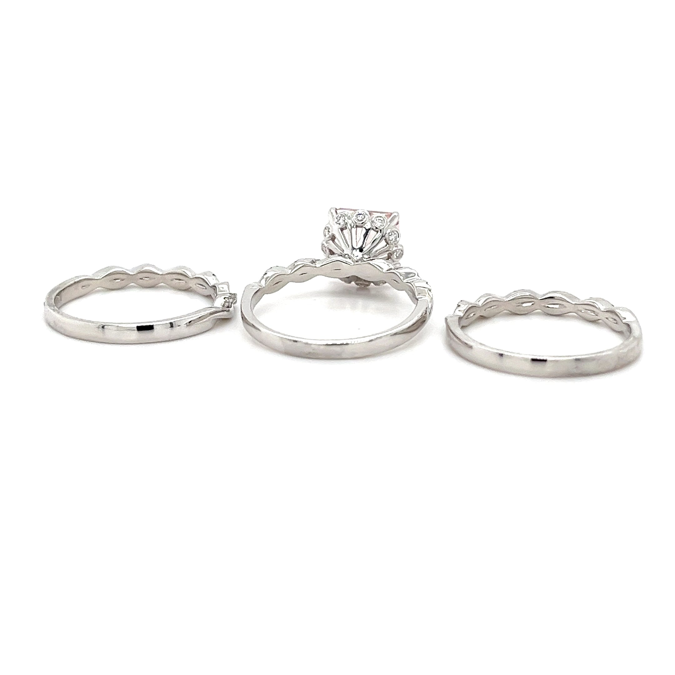 14K White Gold Ring with 2.1 Carat Octagon Pink Morganite Gemstone (PJC34198R)