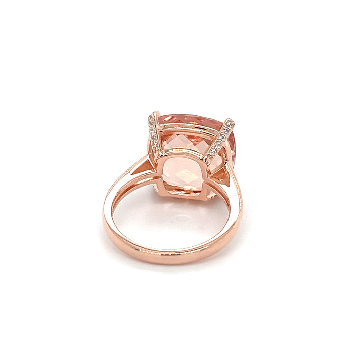 14x14mm Cushion Pink Morganite Ring in 18K Rose Gold