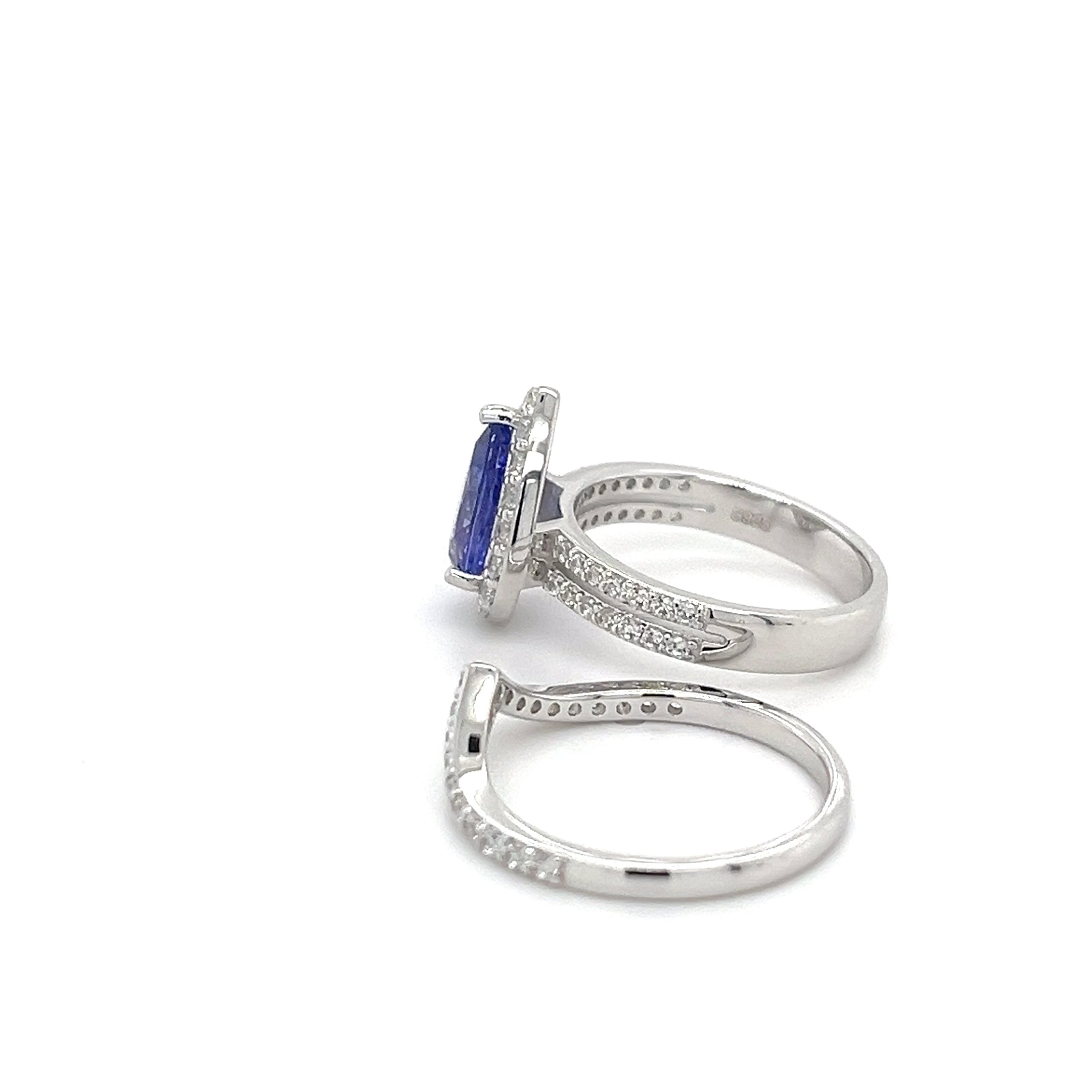 Tanzanite Pear Ring 925 Sterling Silver Rhodium Plated 0.305ct (PJC34451R)