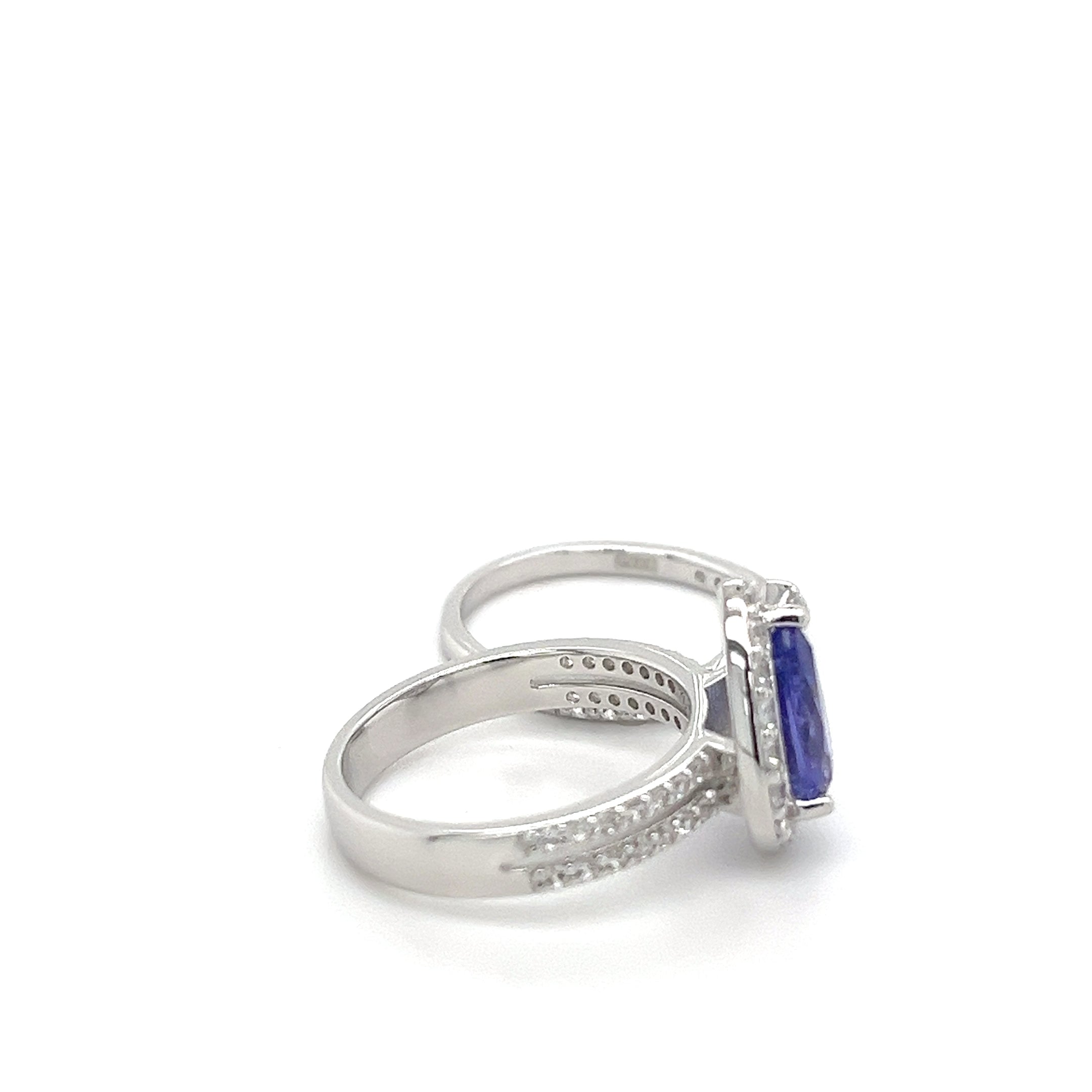 Tanzanite Pear Ring 925 Sterling Silver Rhodium Plated 0.305ct (PJC34451R)