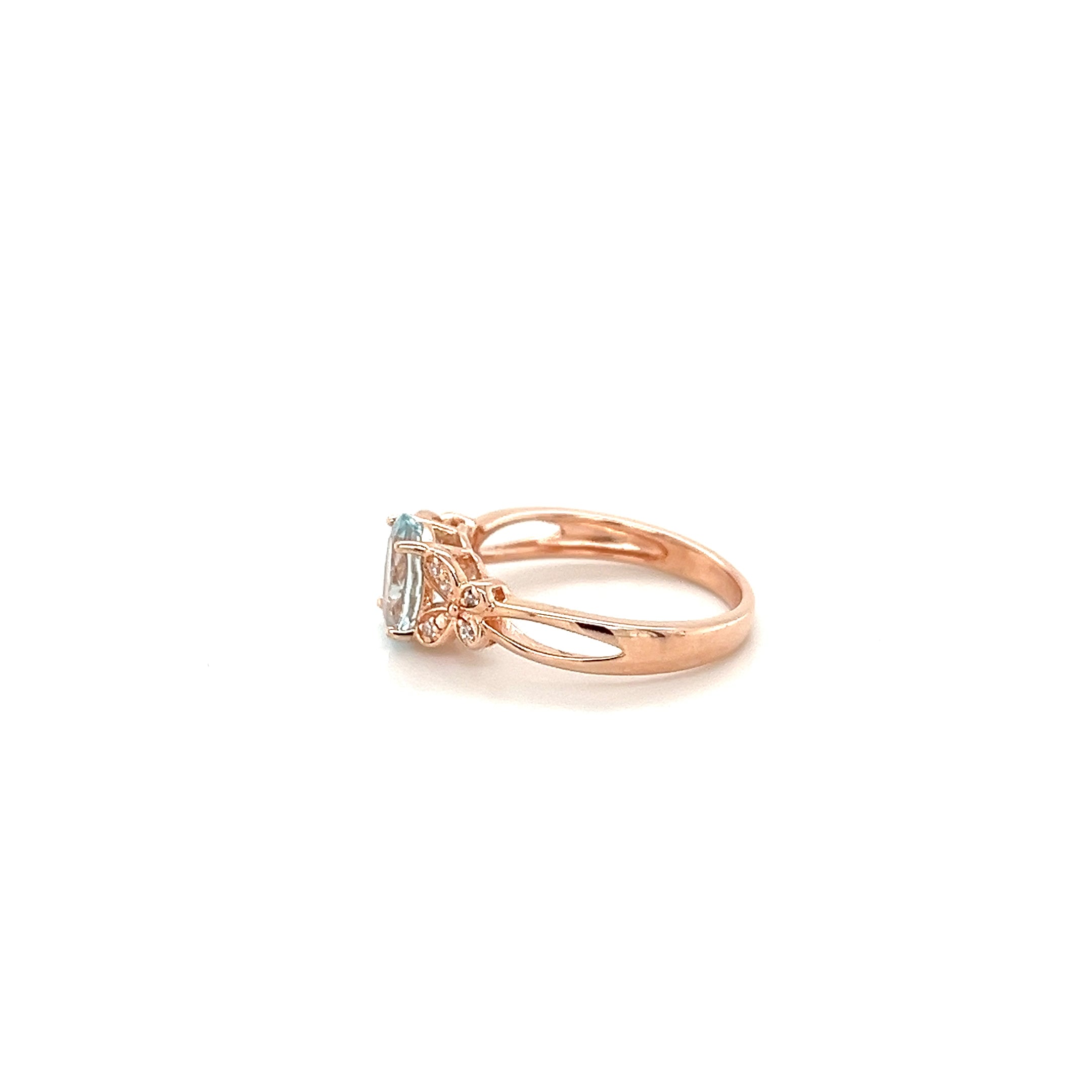 Aquamarine & White CZ Rose Gold Plated Sterling Silver Ring 2
