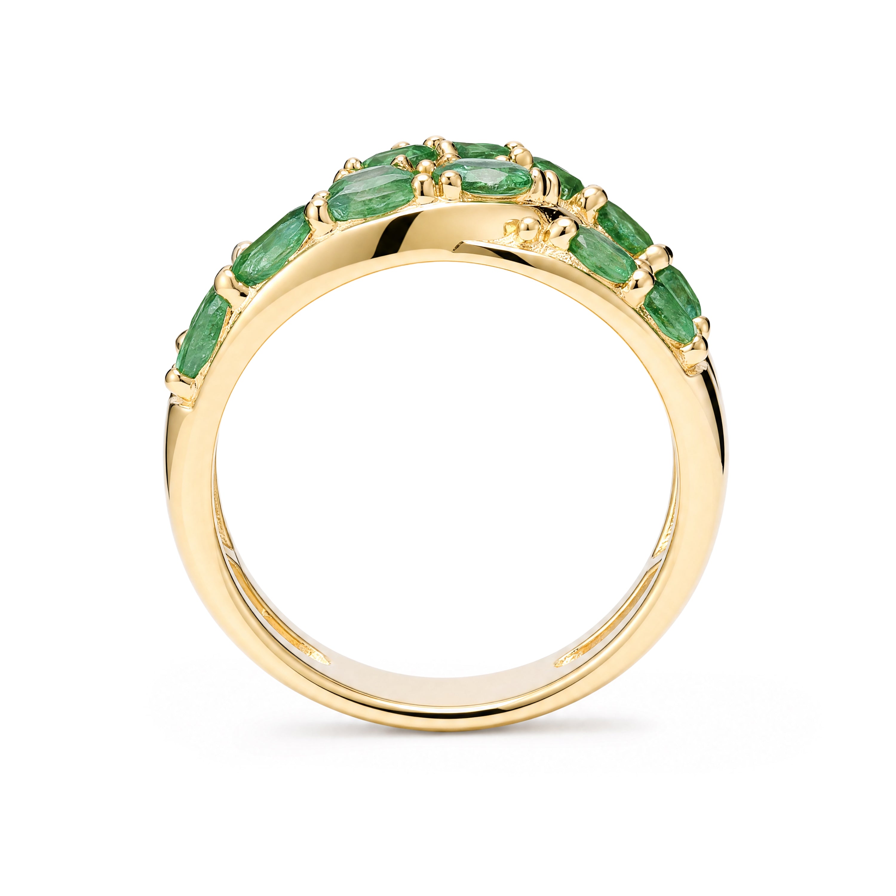 Natural Emerald Ring in 18K Yellow Gold Plated 925 Sterling Silver
