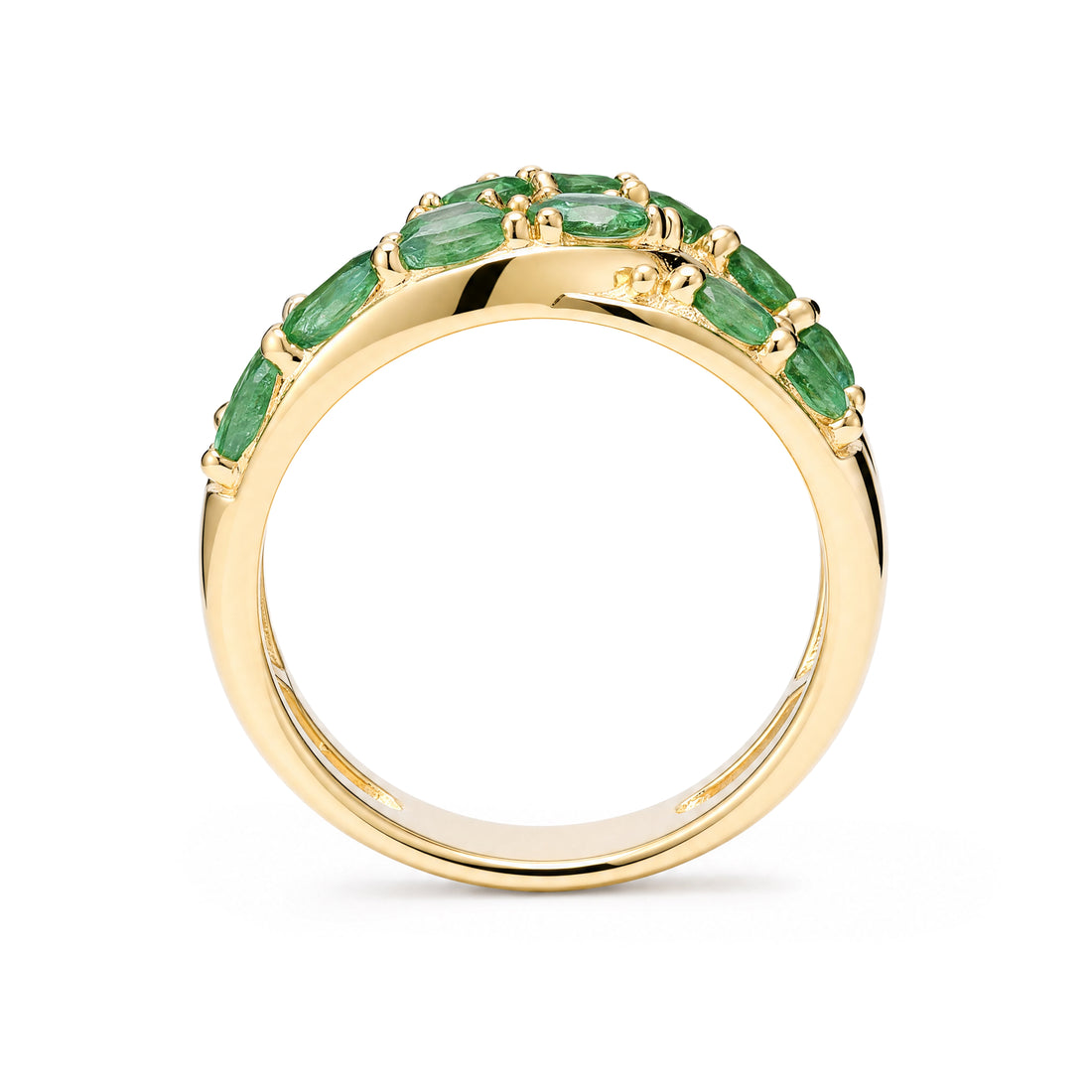 Natural Emerald Ring in 18K Yellow Gold Plated 925 Sterling Silver