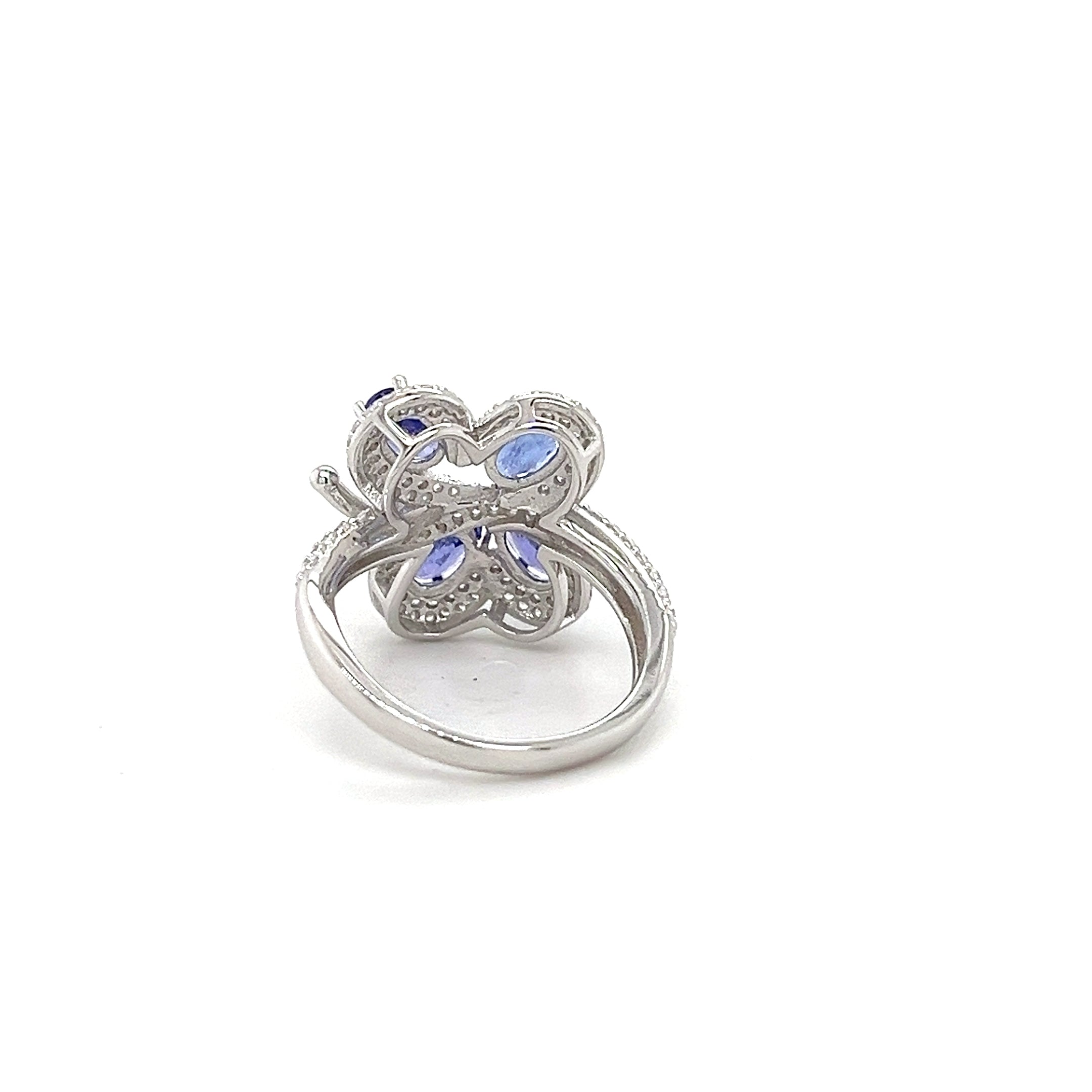 Tanzanite & White CZ Ring in Rhodium-Plated 925 Sterling Silve 1