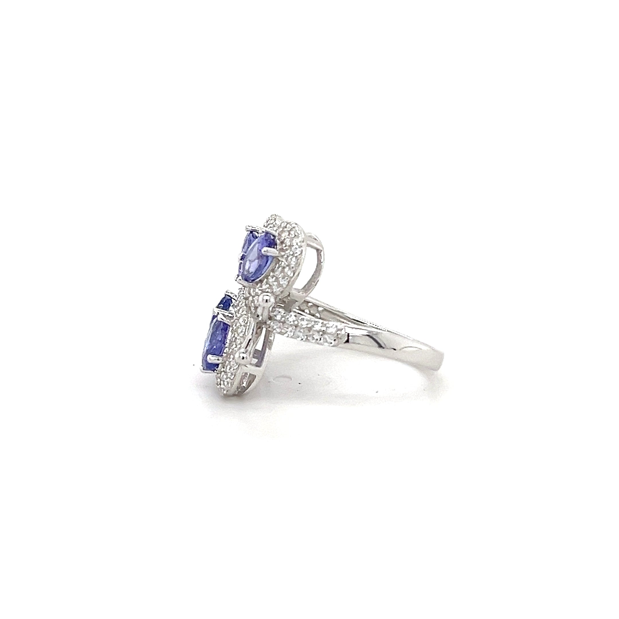 Tanzanite & White CZ Ring in Rhodium-Plated 925 Sterling Silve 3