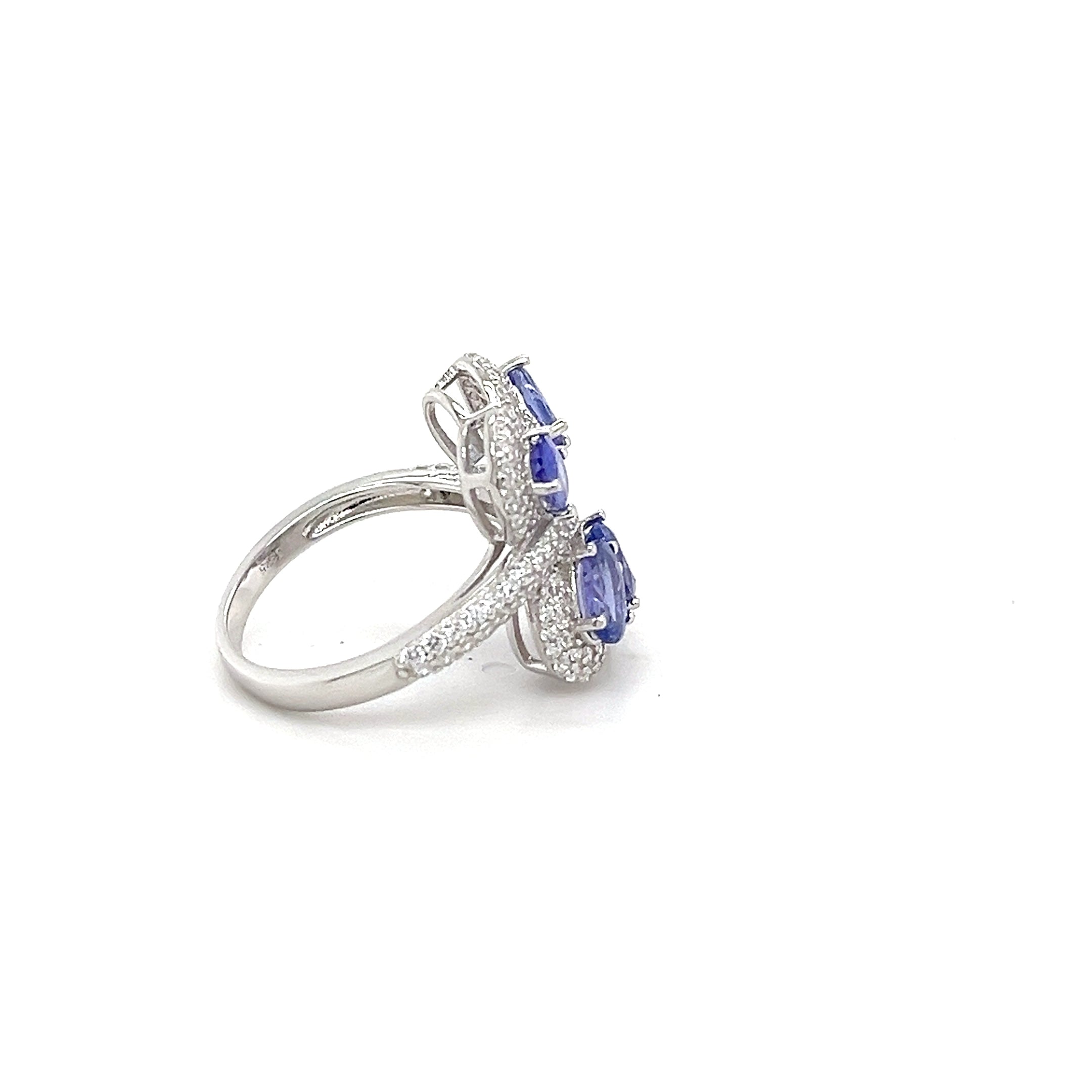 Tanzanite & White CZ Ring in Rhodium-Plated 925 Sterling Silver 4