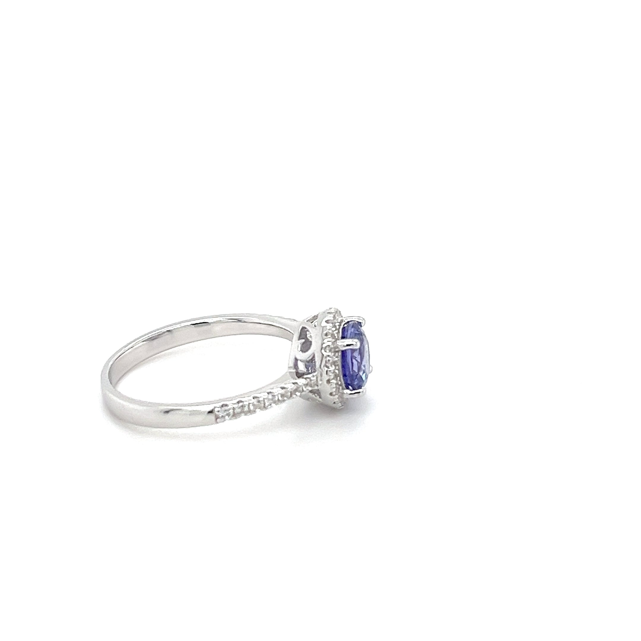 0.935ct Tanzanite Ring | 925 Sterling Silver with Rhodium Plating (PJC4602R)