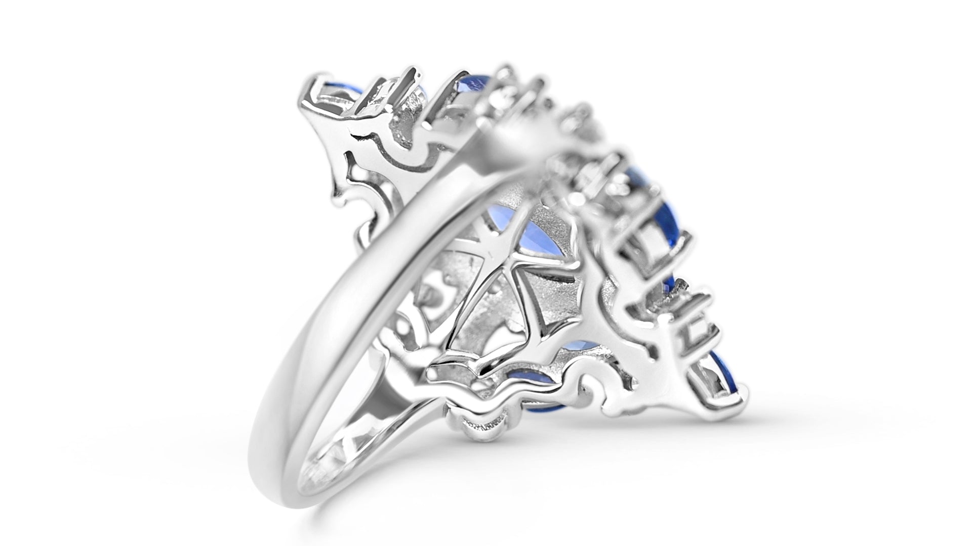 Tanzanite Marquise Ring (1.06 Carats) in 925 Sterling Silver - Rhodium Plated (R2535)