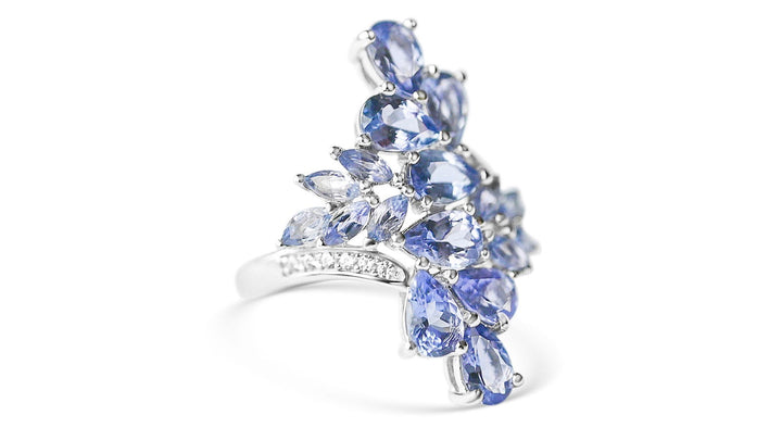 Radiant 6-Stone Tanzanite Cluster Ring (PJC17869R) - Bluestargemstones - -  - Radiant Tanzanite Cluster Ring (PJC17869R)