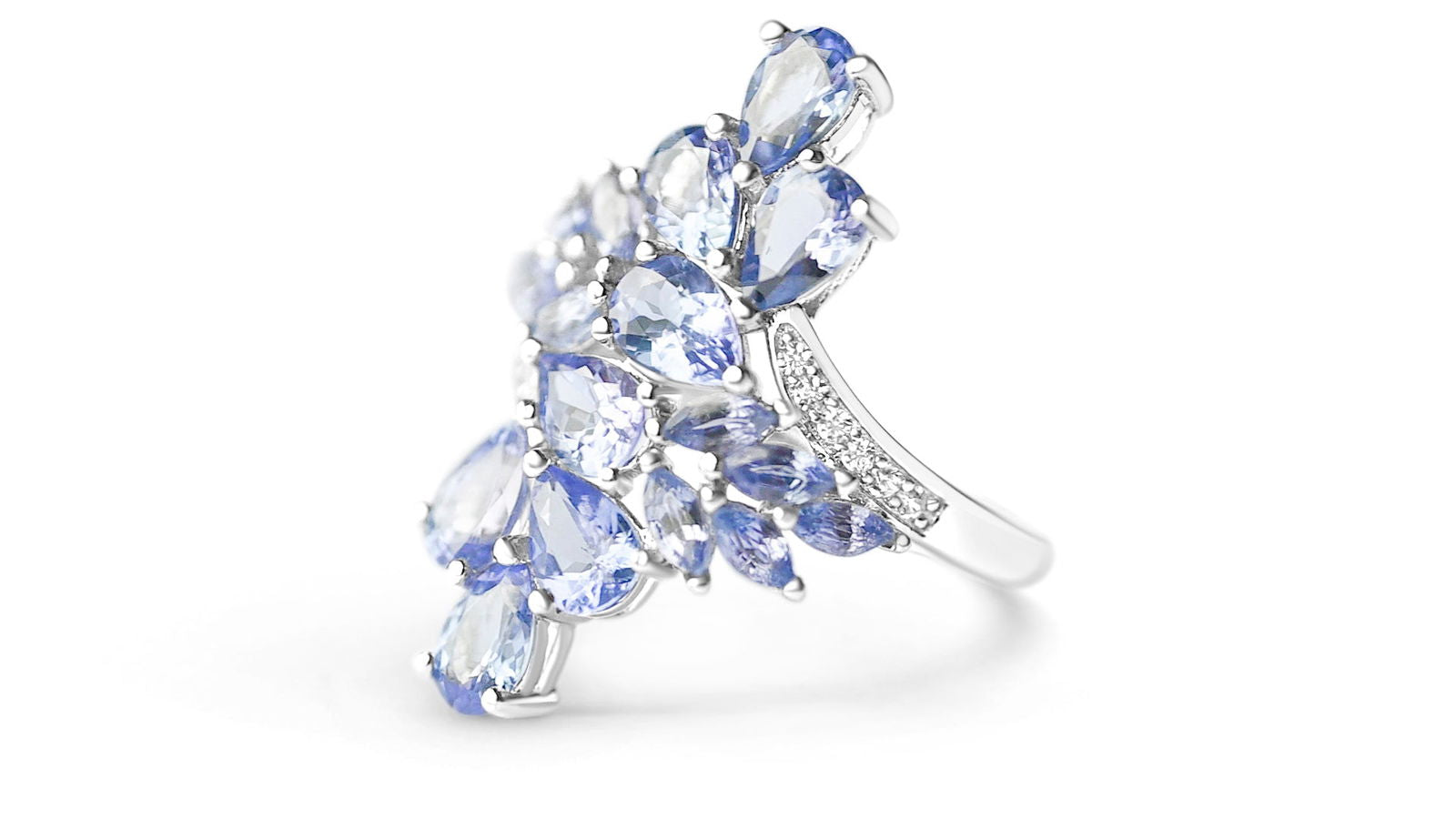 Radiant 6-Stone Tanzanite Cluster Ring (PJC17869R) - Bluestargemstones - - 