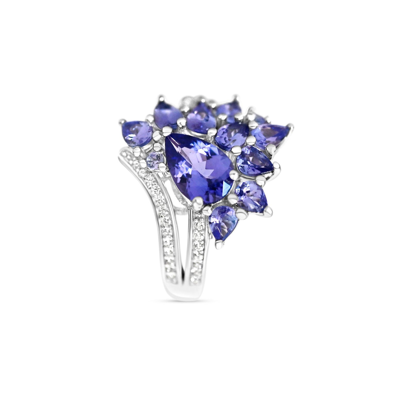 Radiant Tanzanite Pear Ring | 2.54 Carats (PJC21340R) - Bluestargemstones - - 