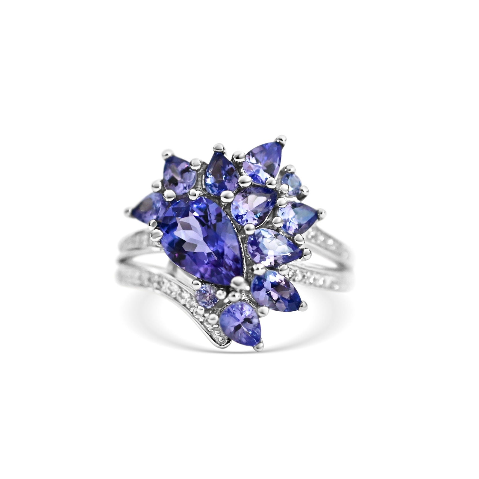 Radiant Tanzanite Pear Ring | 2.54 Carats (PJC21340R) - Bluestargemstones - - 